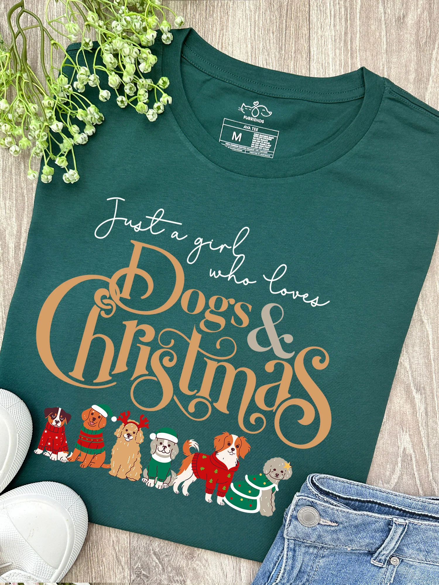 Just A Girl Who Loves Dogs & Christmas Ava Women's Regular Fit Tee - Image 6