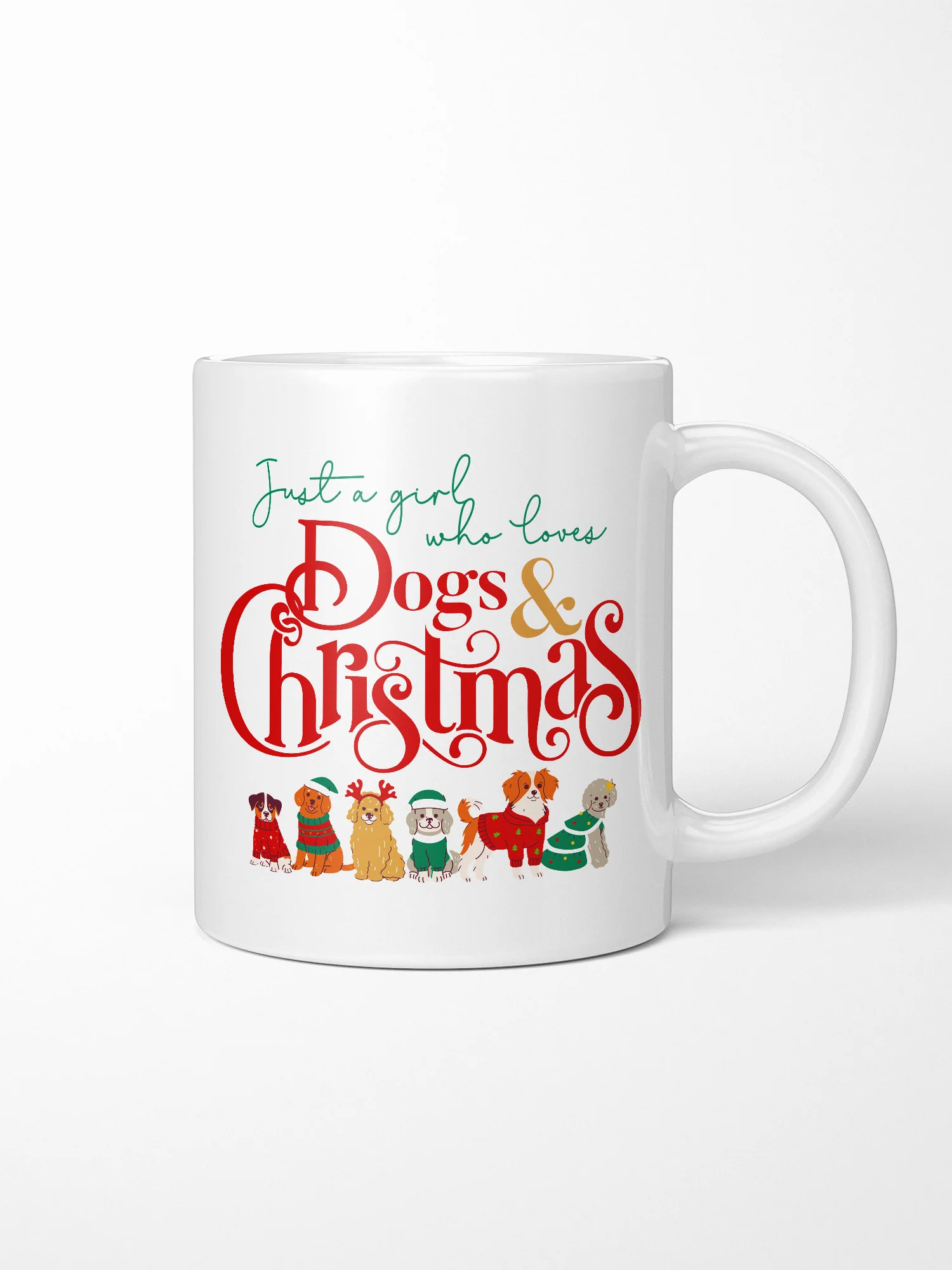 Just A Girl Who Loves Dogs & Christmas Ceramic Mug - Image 2