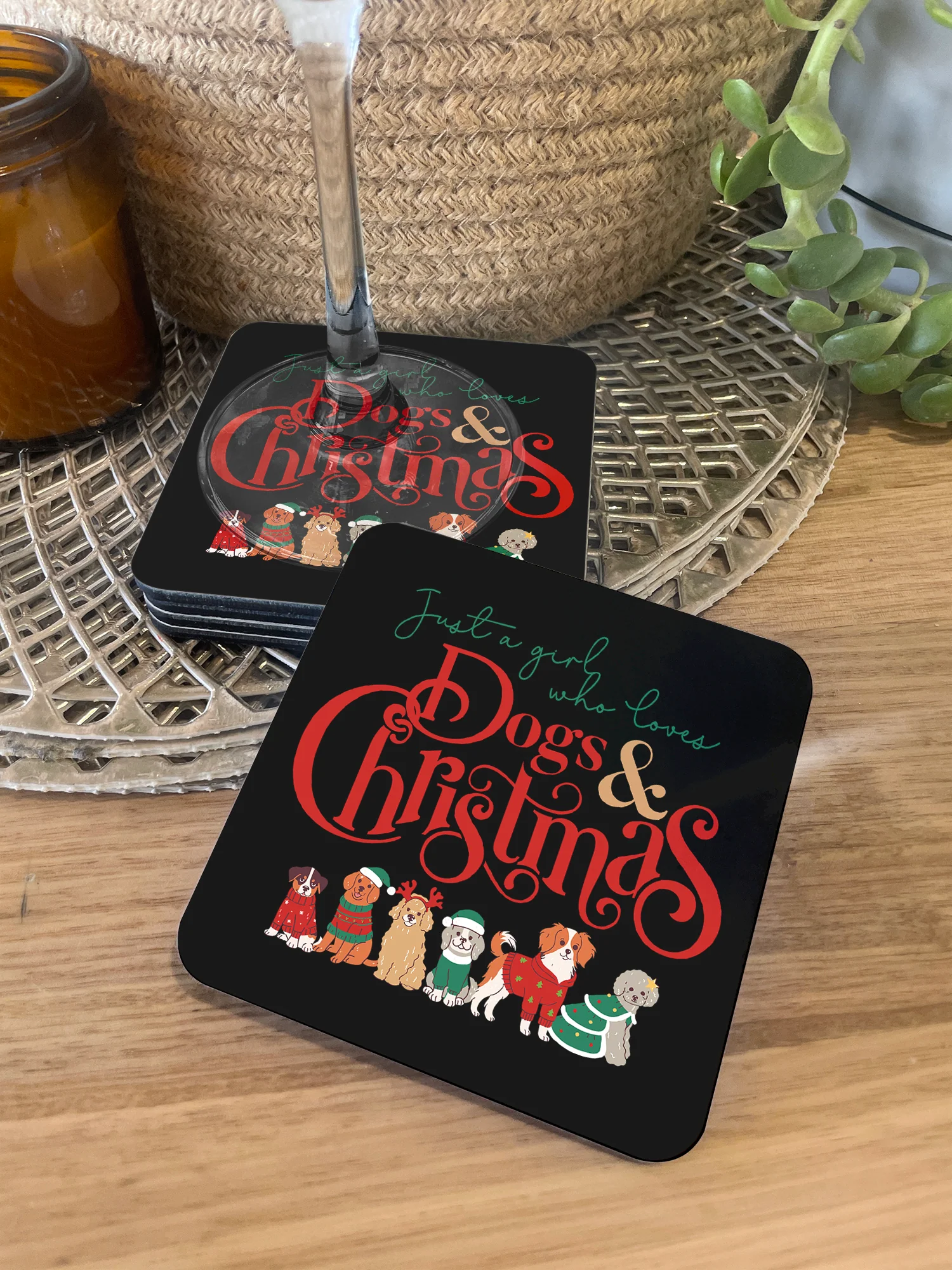 Just A Girl Who Loves Dogs & Christmas Coaster - Image 2
