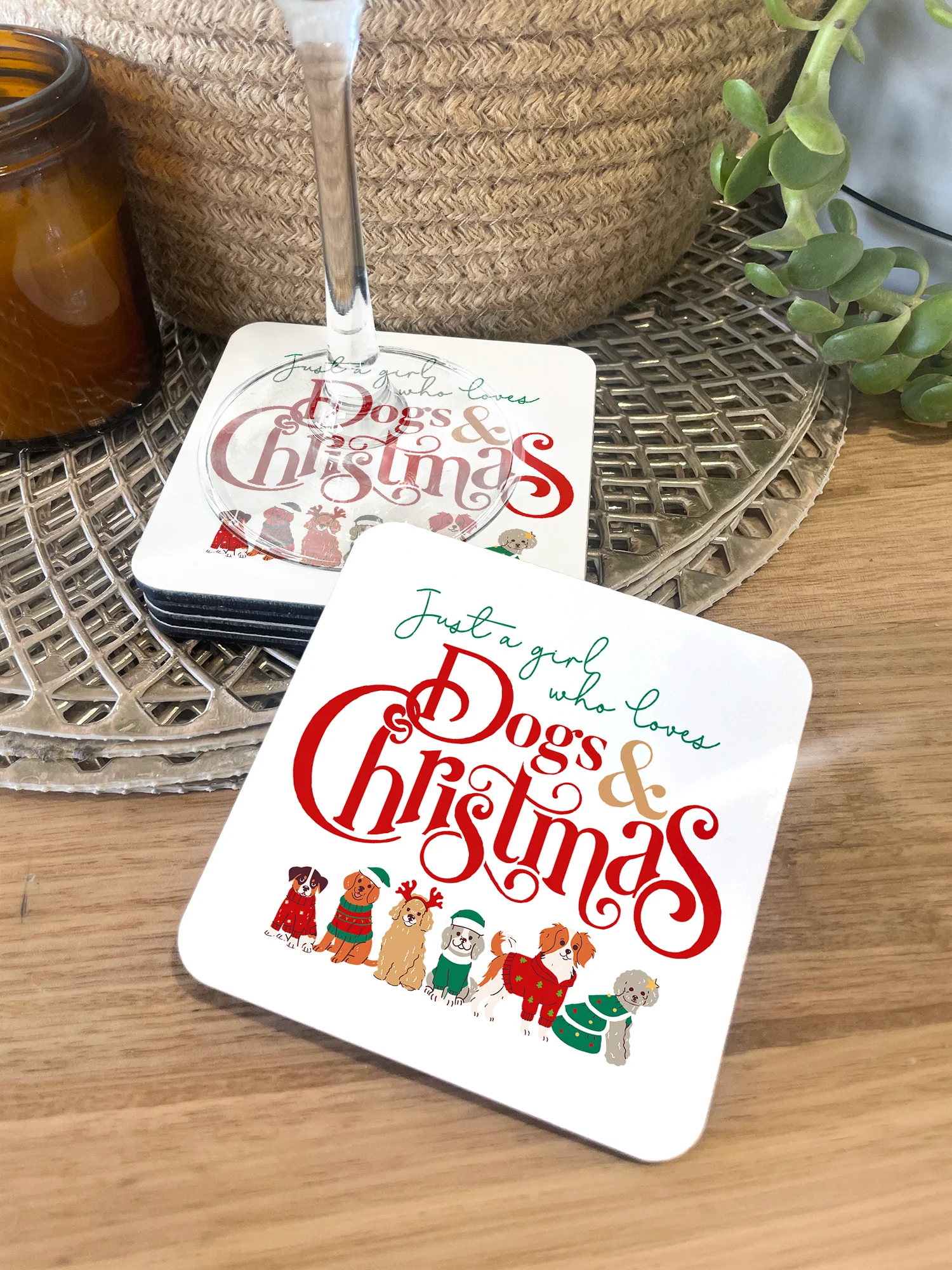 Just A Girl Who Loves Dogs & Christmas Coaster - Image 3