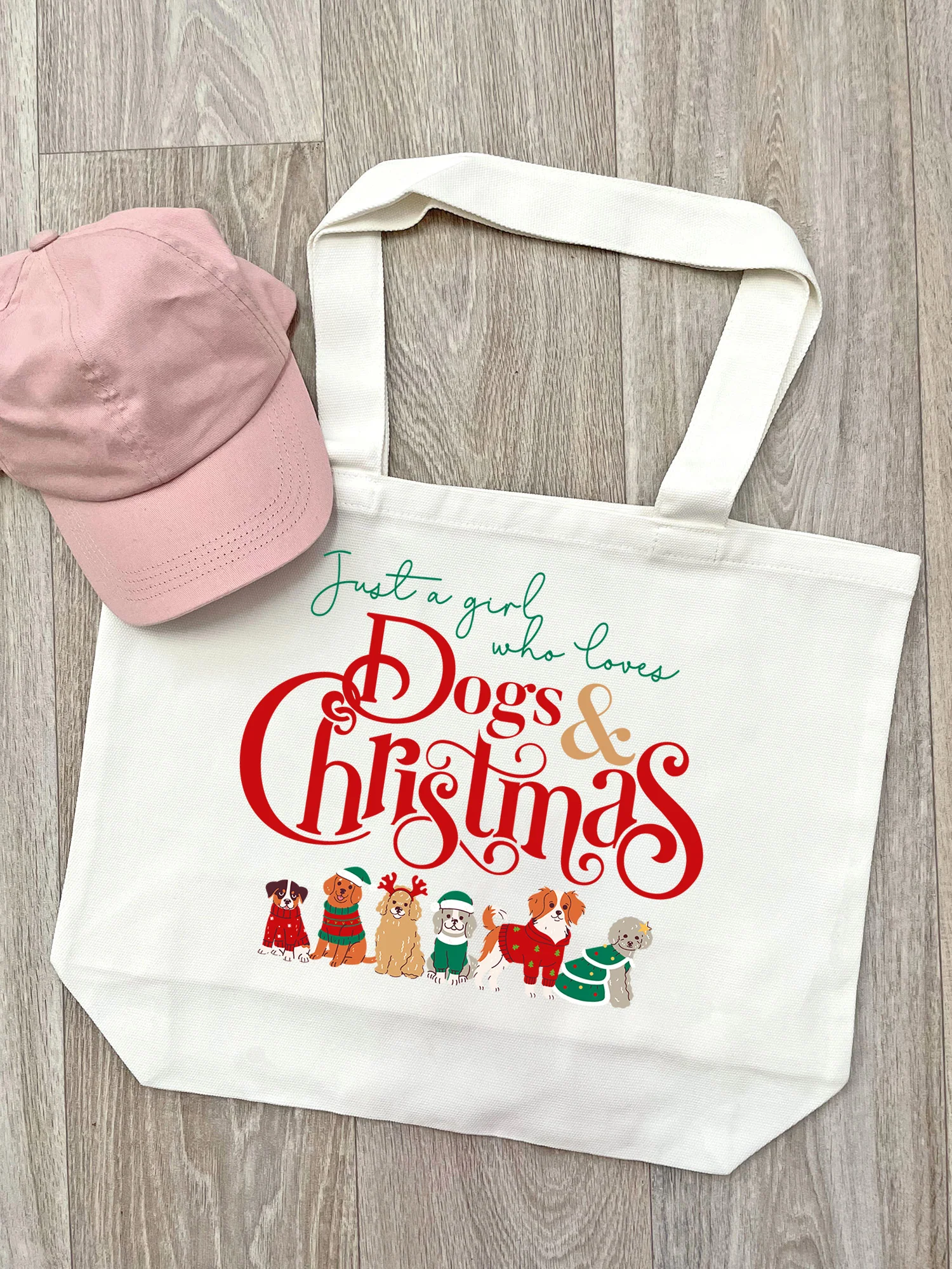 Just A Girl Who Loves Dogs & Christmas Stella Tote Bag - Image 2