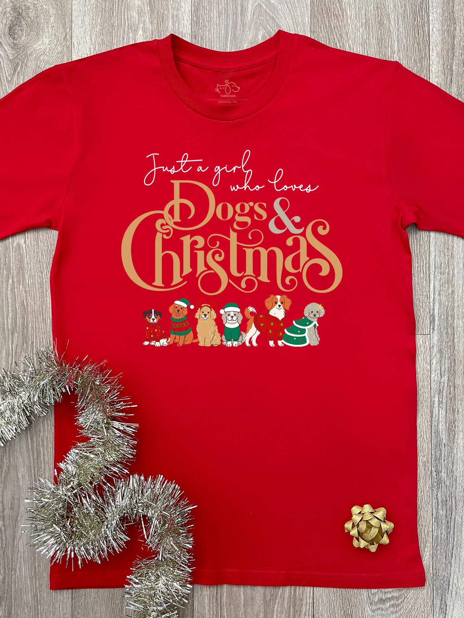 Just A Girl Who Loves Dogs & Christmas Essential Unisex Tee - Image 2