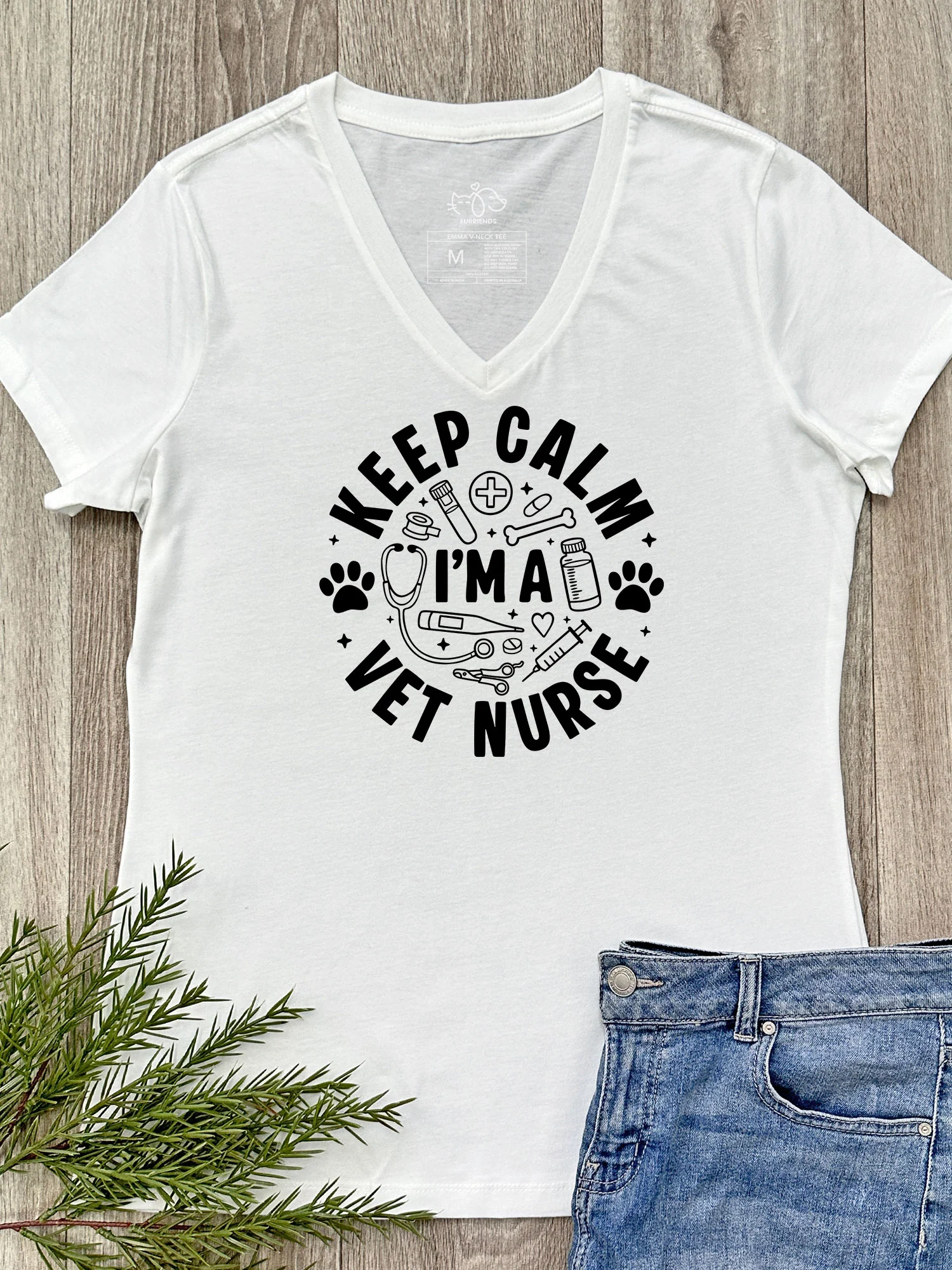 Keep Calm I'm A Vet Nurse Emma V-Neck Tee - Image 5