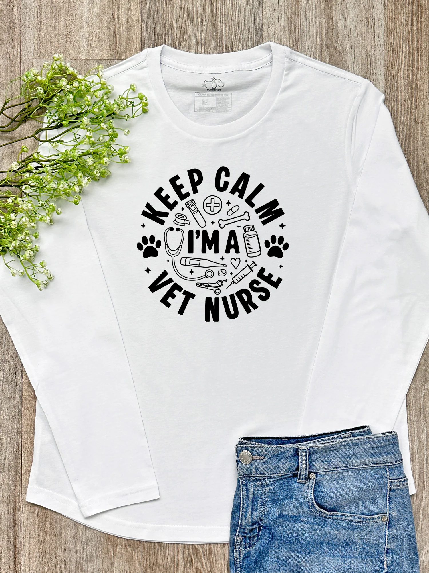 Keep Calm I'm A Vet Nurse Olivia Long Sleeve Tee - Image 2