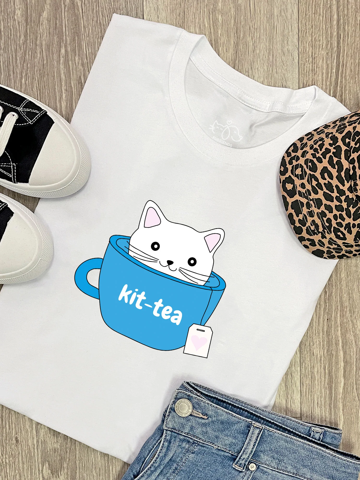 Kit-Tea Cat Ava Women's Regular Fit Tee - Image 4