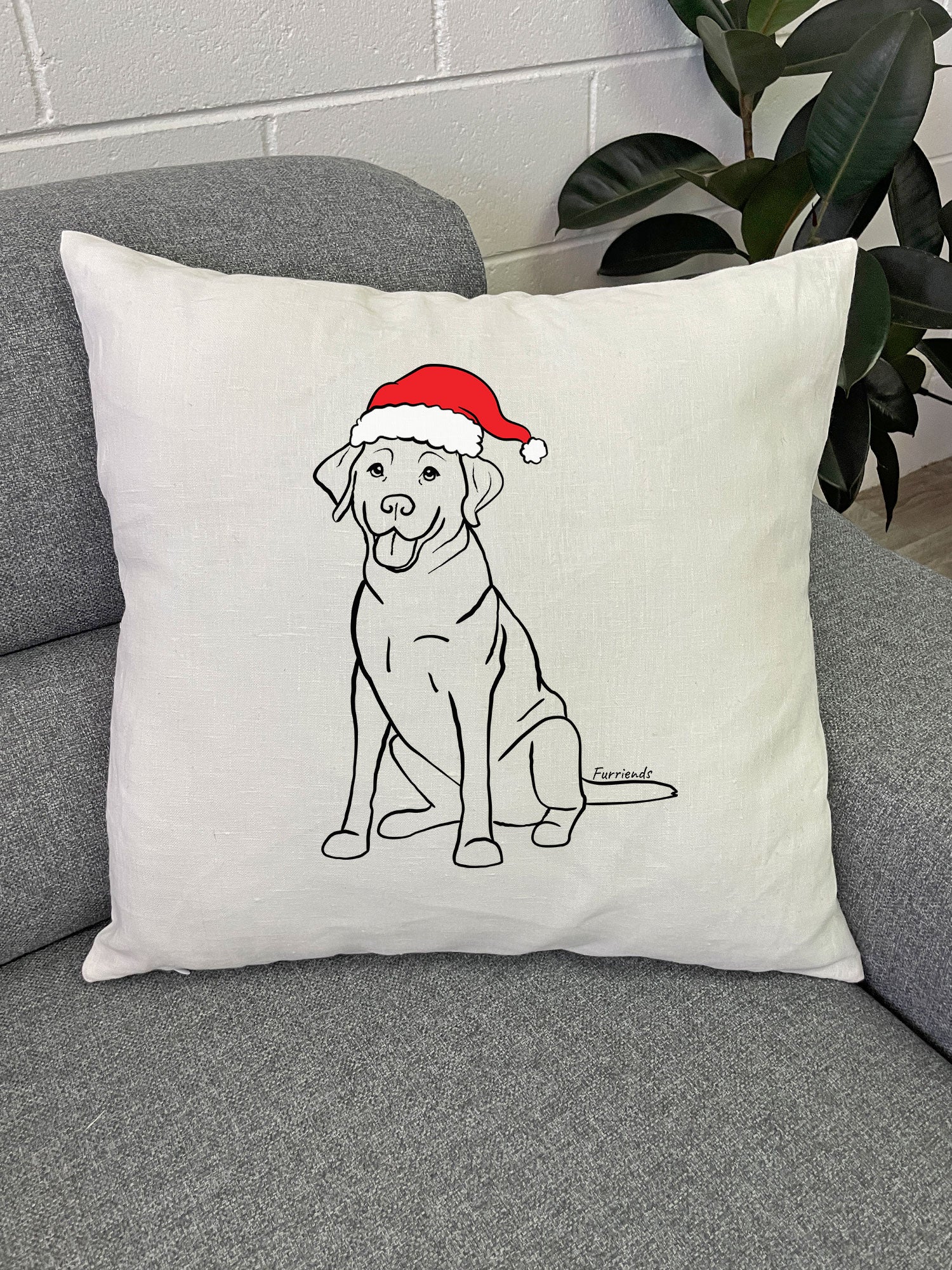 Labrador Christmas Edition Linen Cushion Cover - Image 2