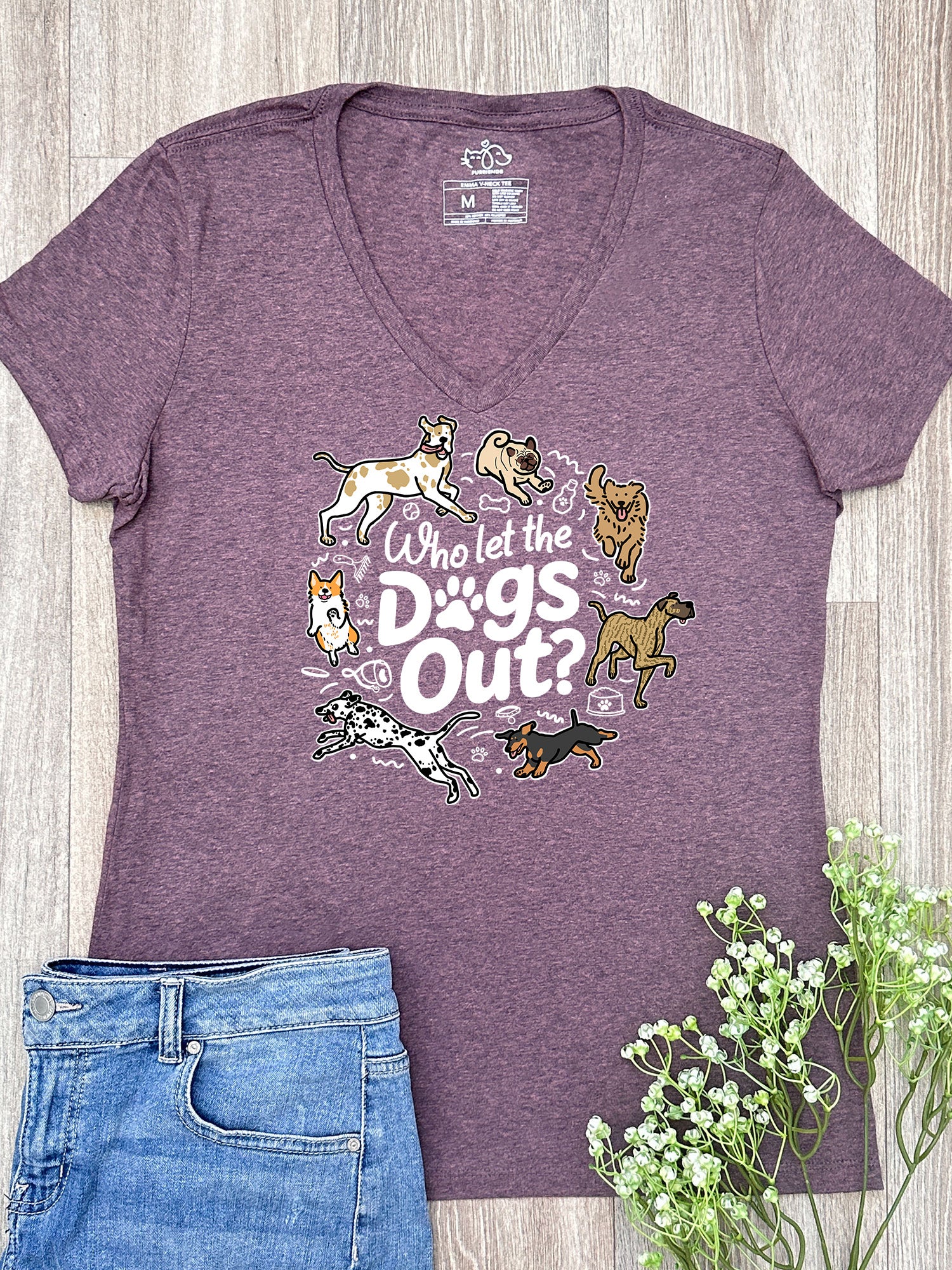 Who Let The Dogs Out? Emma V-Neck Tee - Image 3