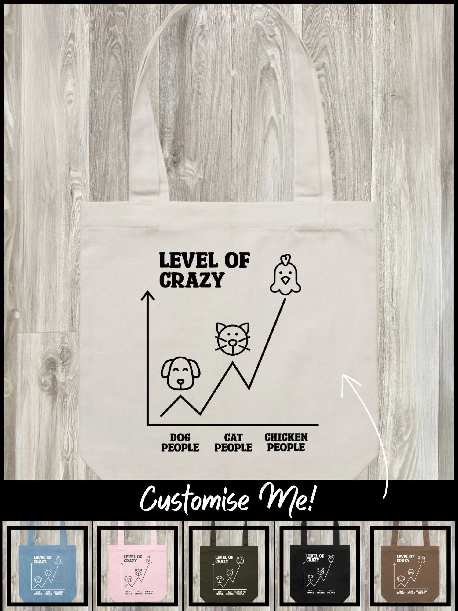 Level Of Crazy Edith Tote Bag (Customisable) - Image 3
