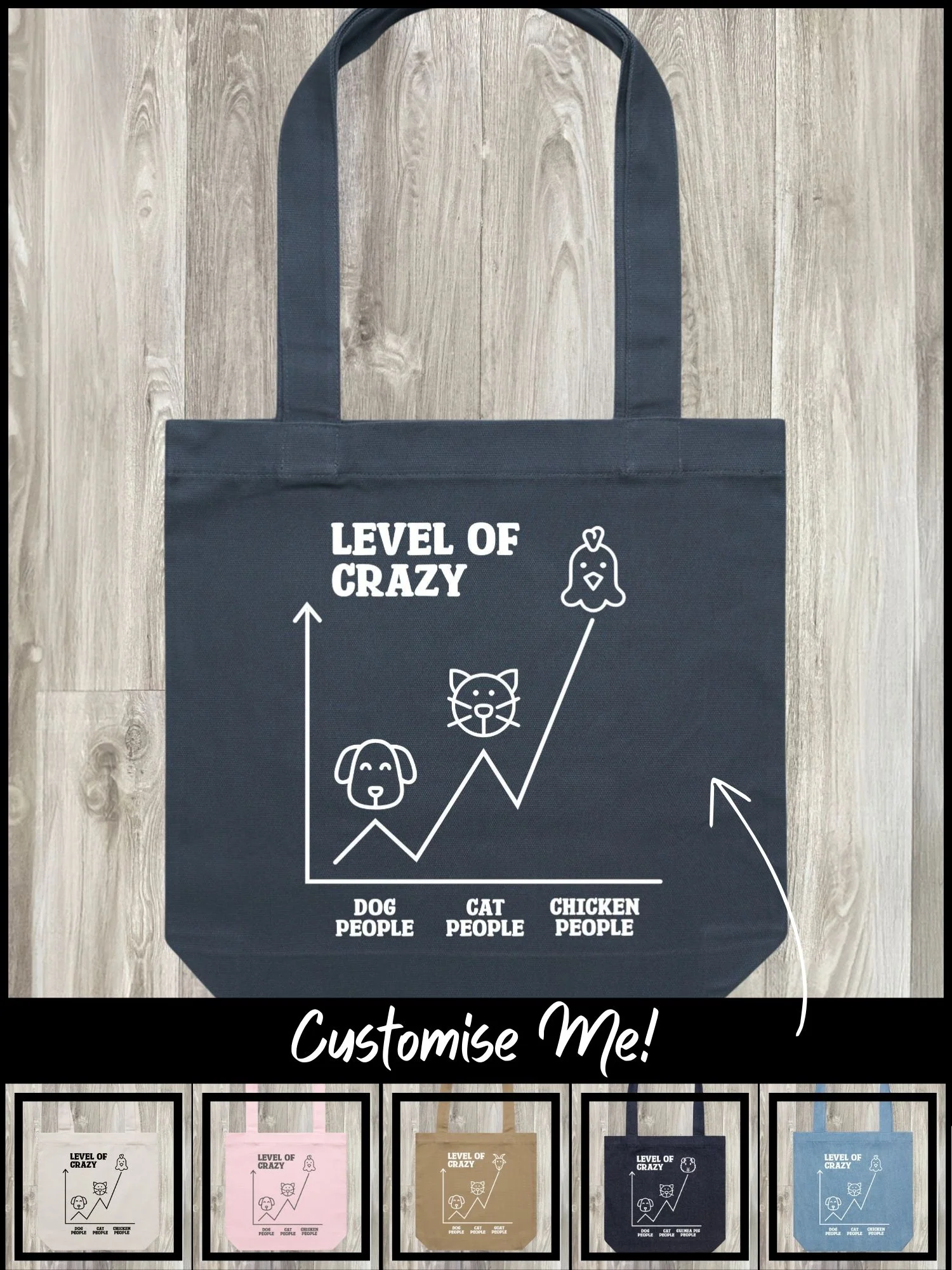 Level Of Crazy Edith Tote Bag (Customisable) - Image 8
