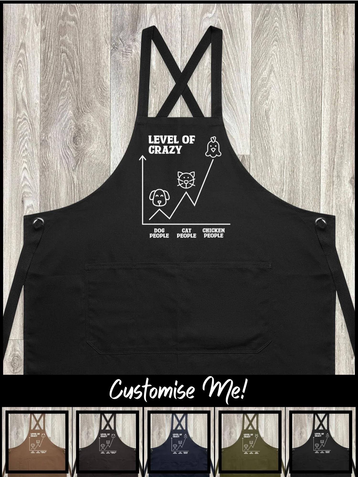 Level Of Crazy Jarrah Crossback Apron (Customisable) - Image 2