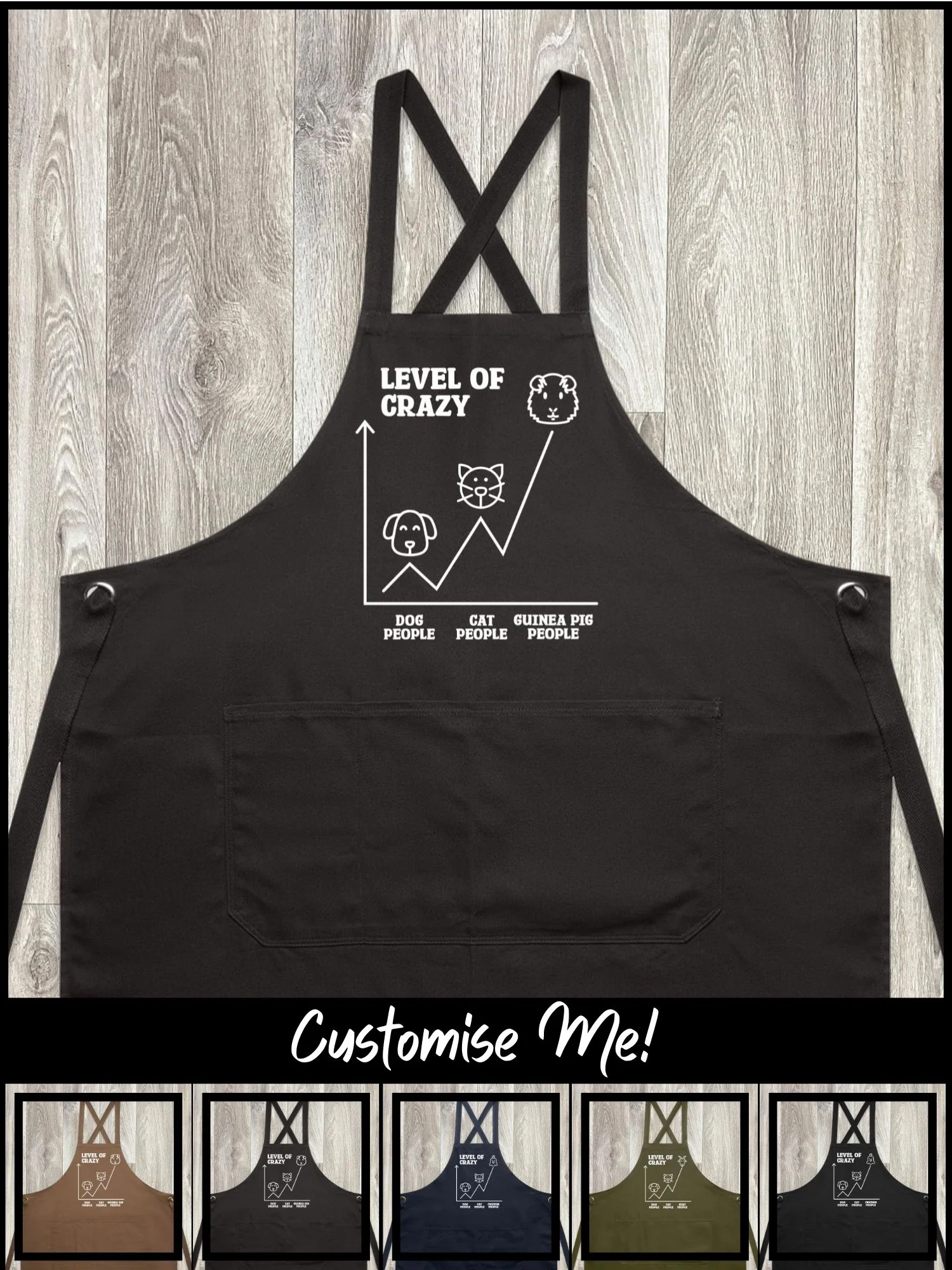 Level Of Crazy Jarrah Crossback Apron (Customisable) - Image 3