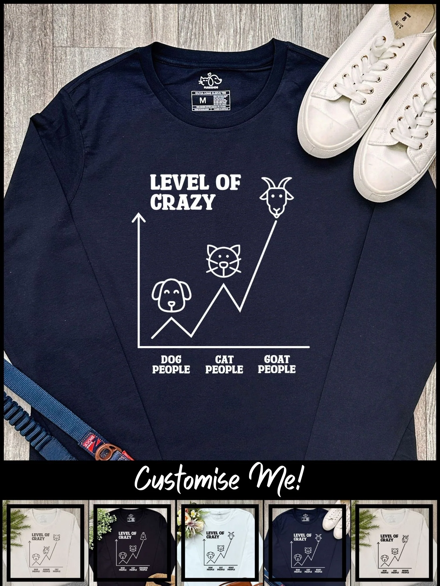 Level Of Crazy Olivia Long Sleeve Tee (Customisable) - Image 3