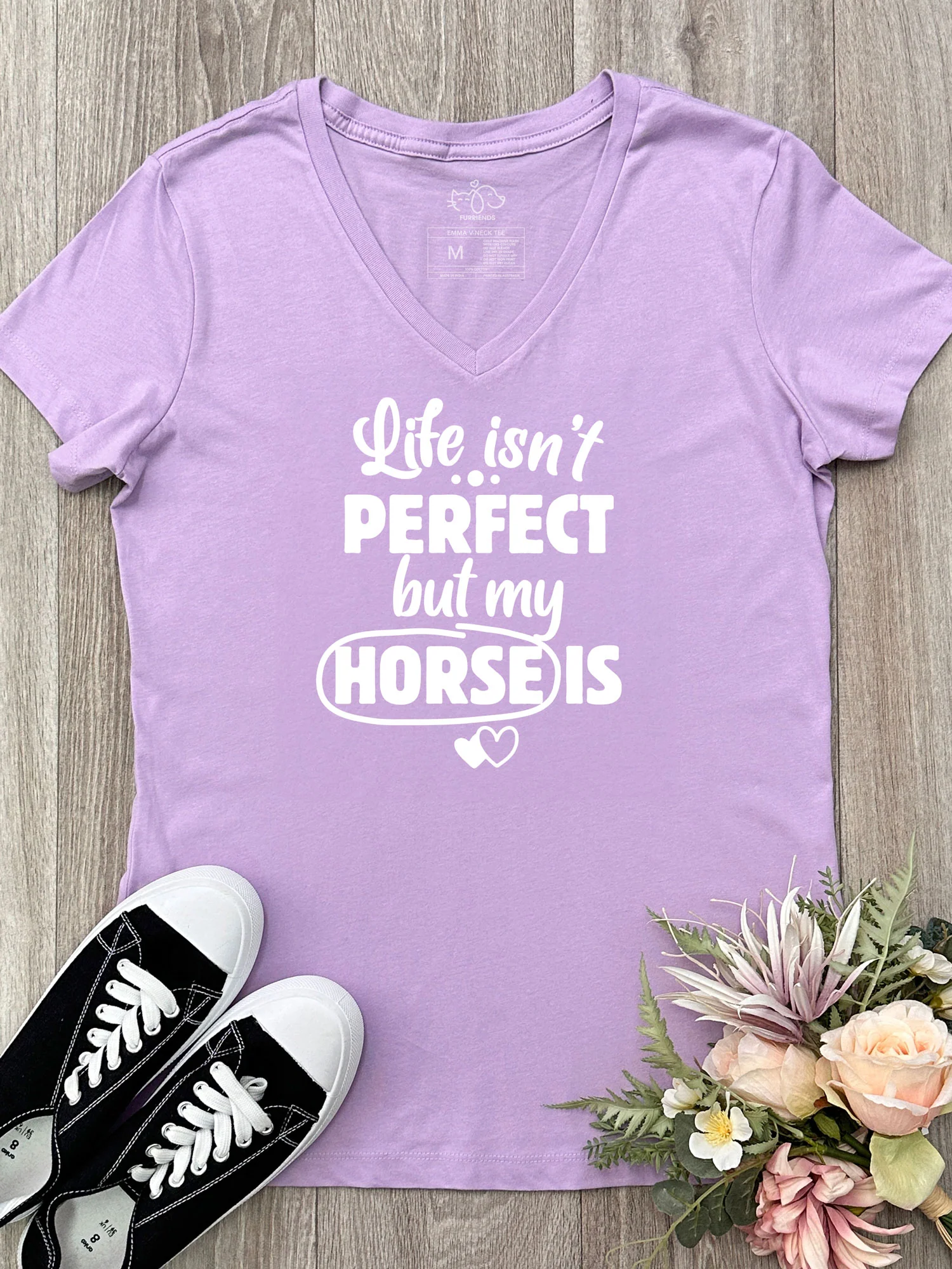Life Isn't Perfect, But My Horse Is Emma V-Neck Tee - Image 2