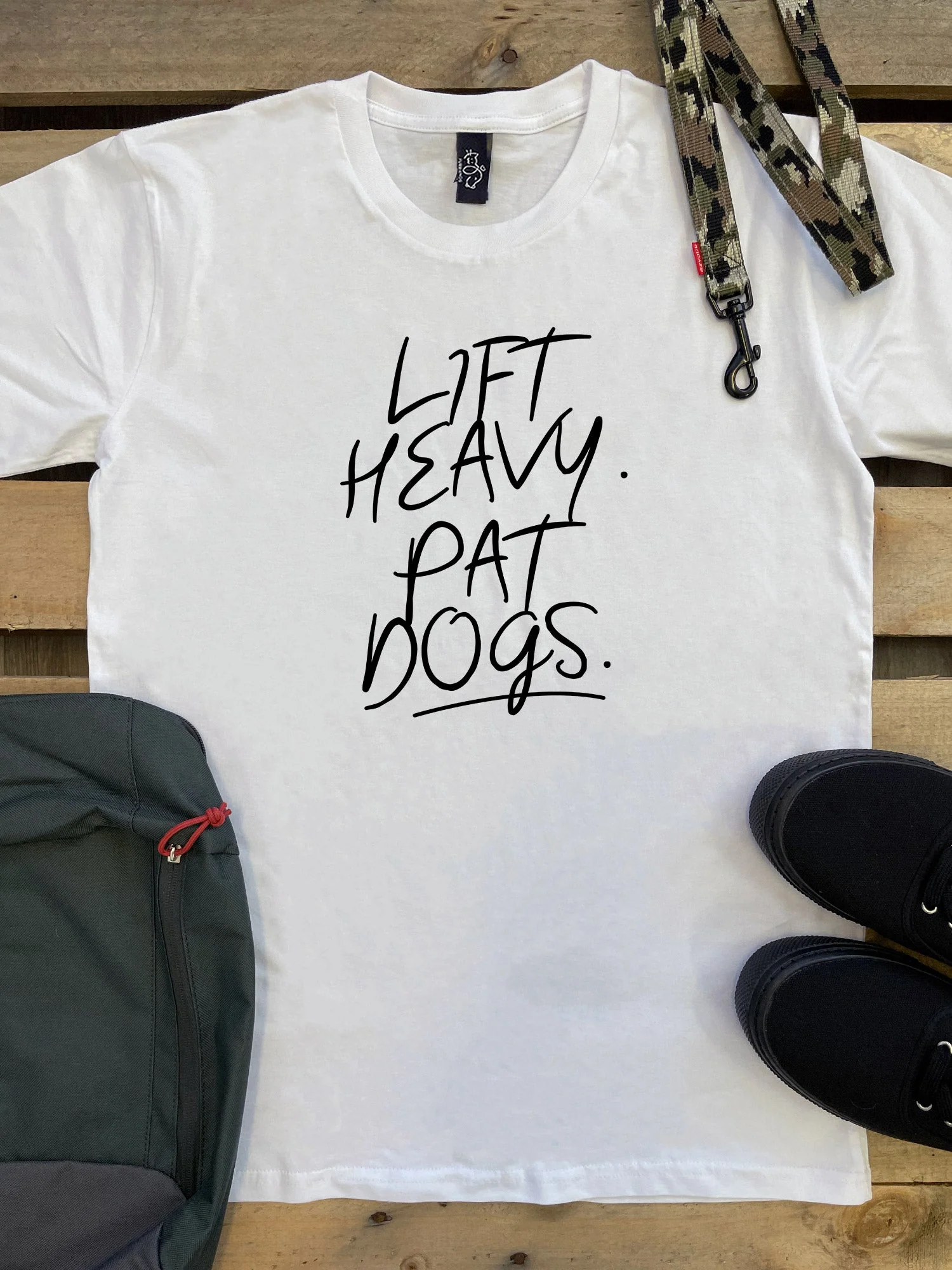 Lift Heavy. Pat Dogs. Essential Unisex Tee (SIZE 3XL, BLACK) ***SALE*** - Image 3