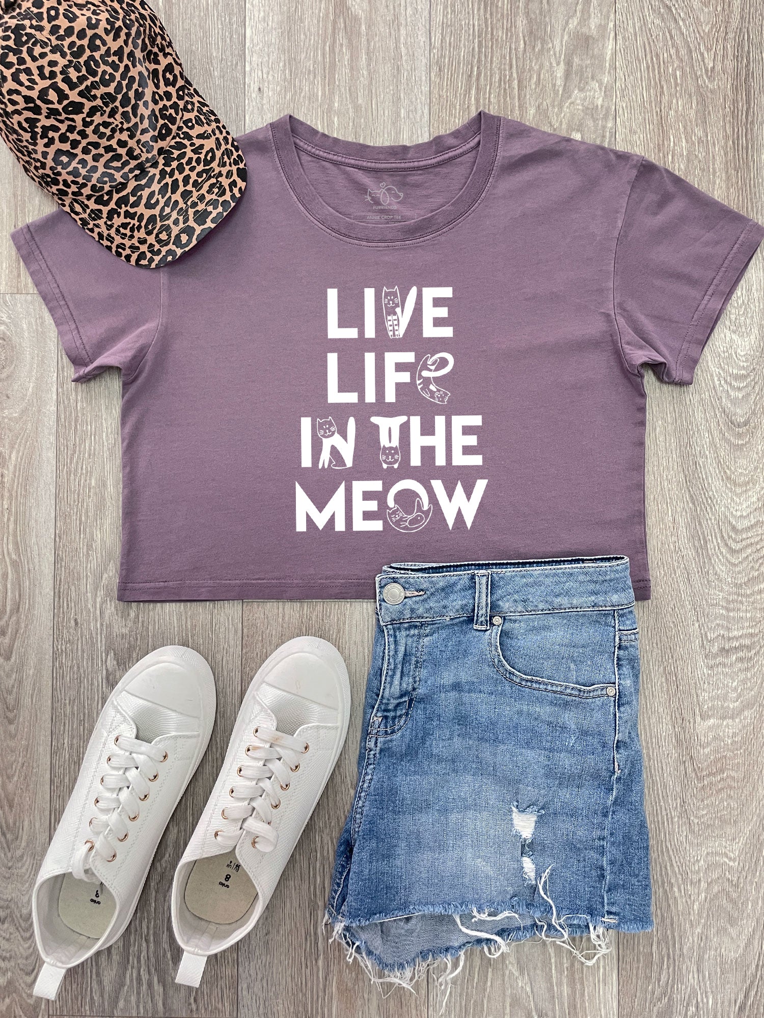 Live Life In The Meow Annie Crop Tee - Image 3