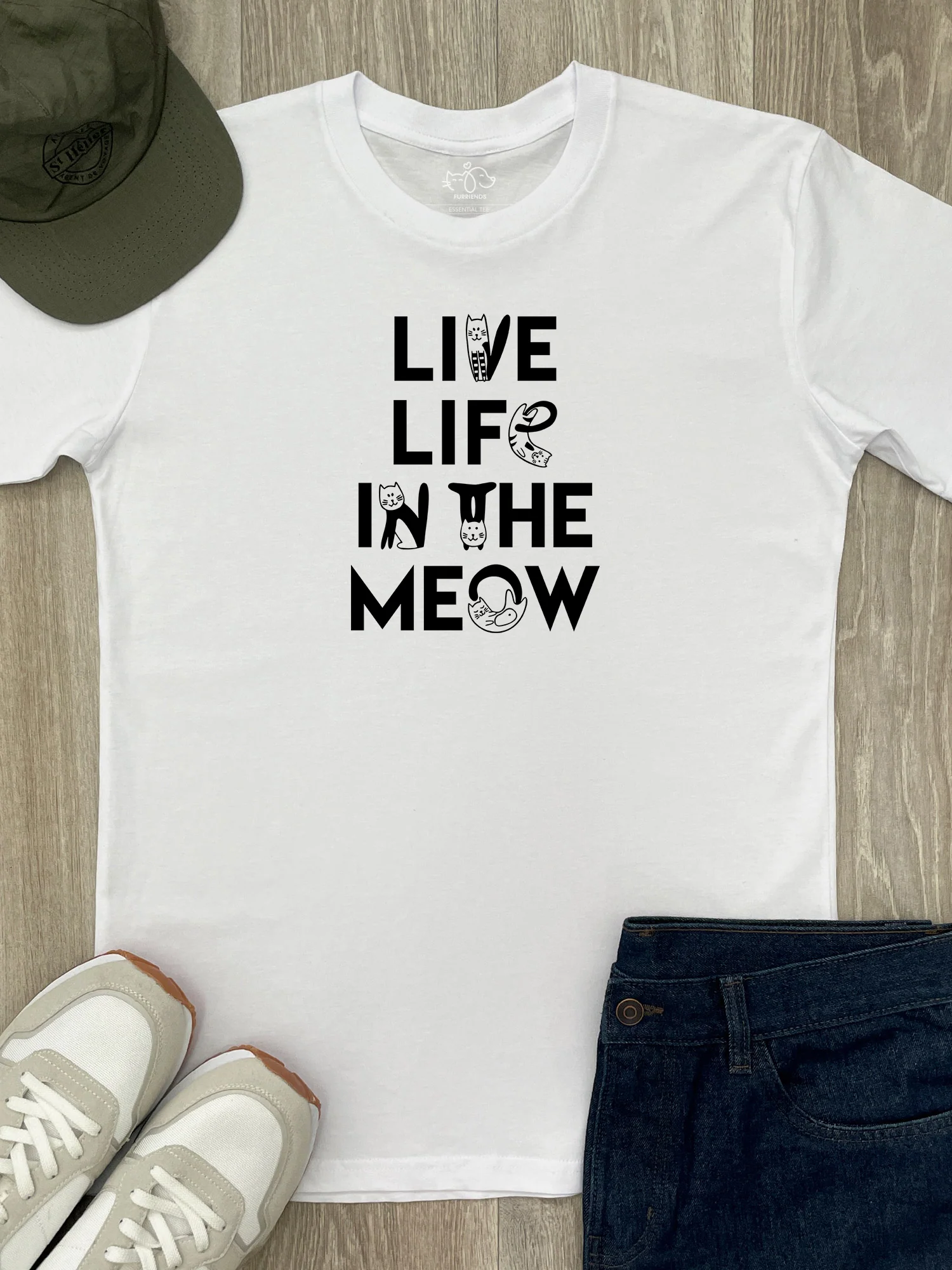 Live Life In The Meow Essential Unisex Tee - Image 2
