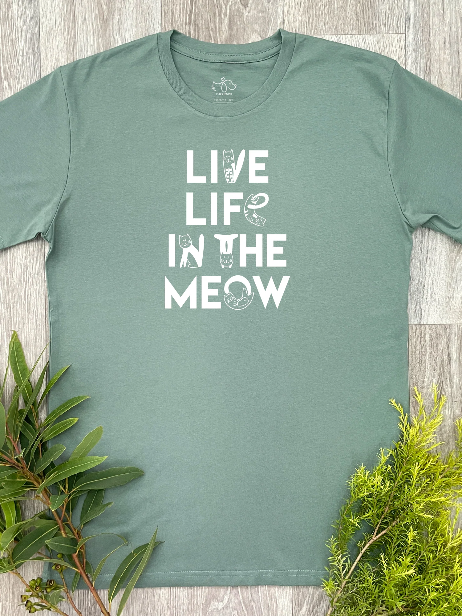 Live Life In The Meow Essential Unisex Tee - Image 5