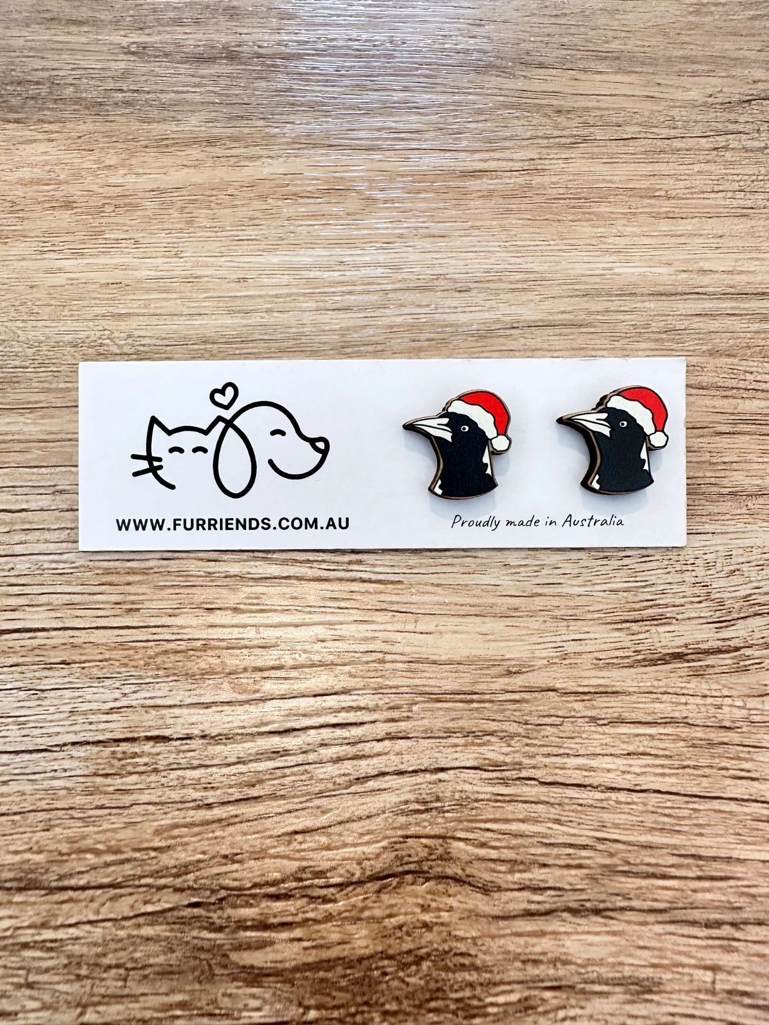 Australian Magpie Christmas Edition ColourPop Stud Earrings - Image 3