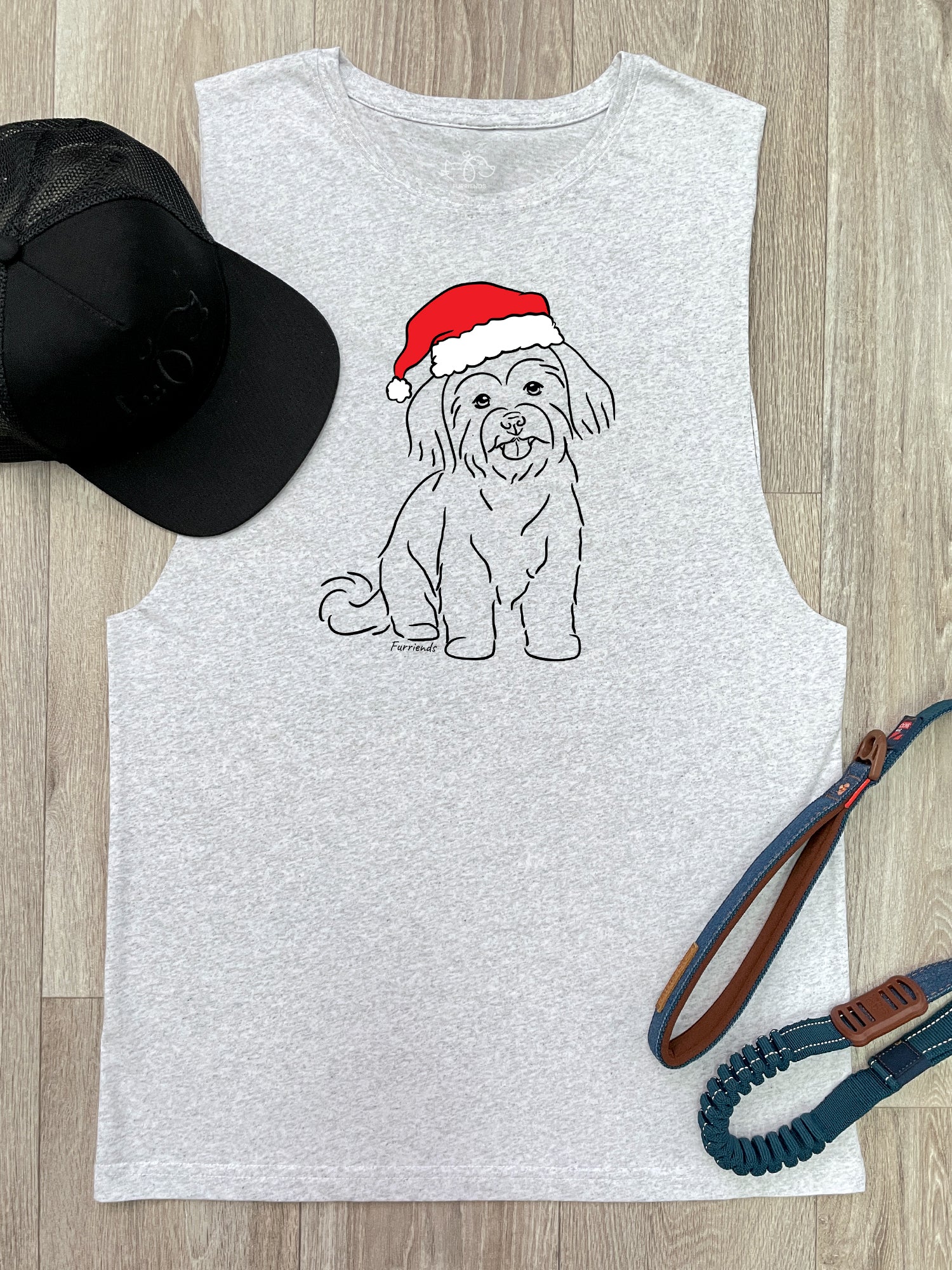 Maltese Terrier Christmas Edition Axel Drop Armhole Muscle Tank - Image 2