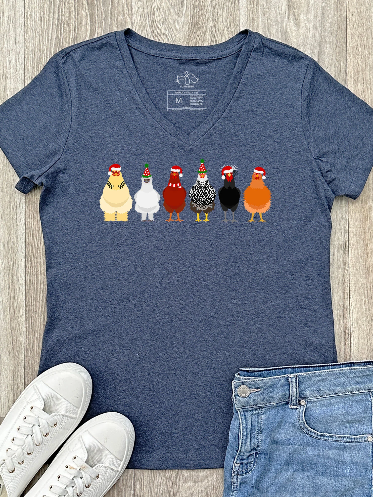 Merry Clucking Christmas Emma V-Neck Tee - Image 2