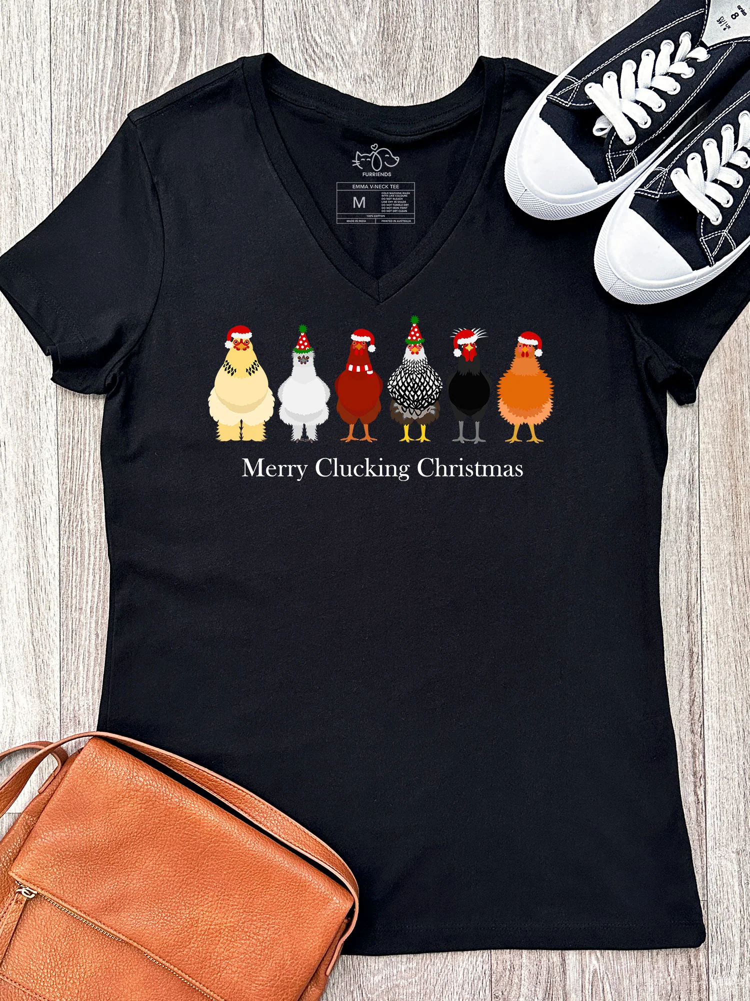 Merry Clucking Christmas Emma V-Neck Tee - Image 5