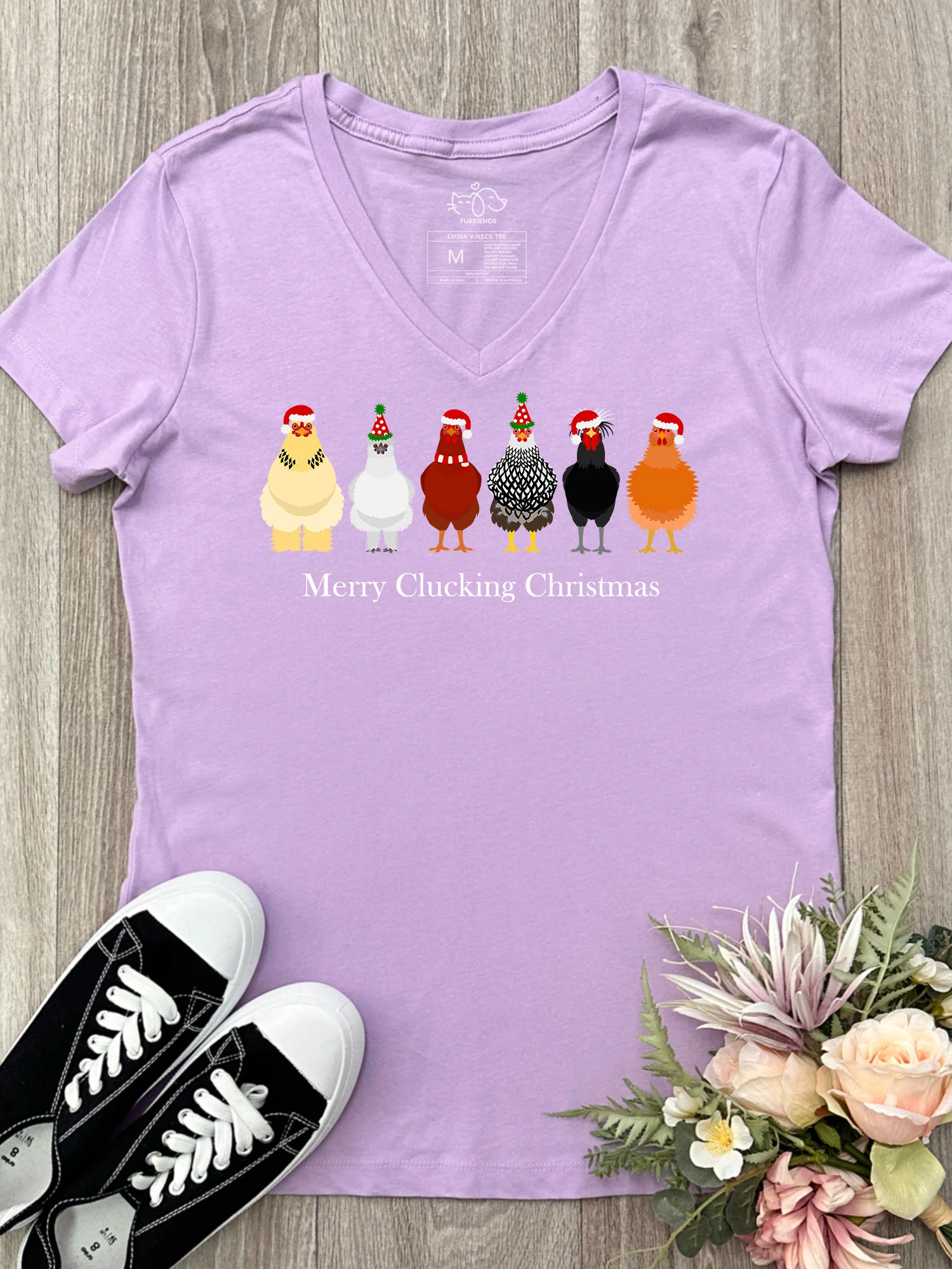 Merry Clucking Christmas Emma V-Neck Tee - Image 7