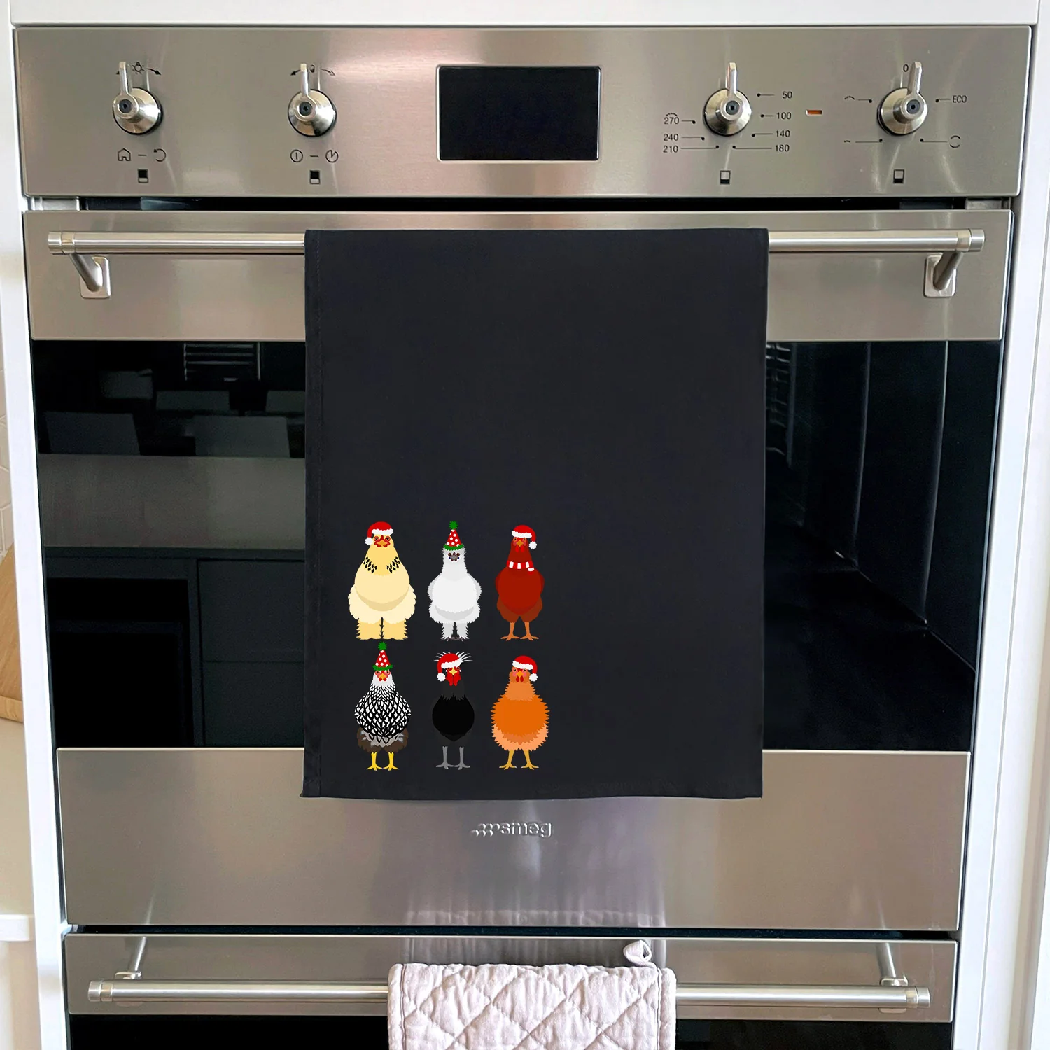 Merry Clucking Christmas Tea Towel - Image 2