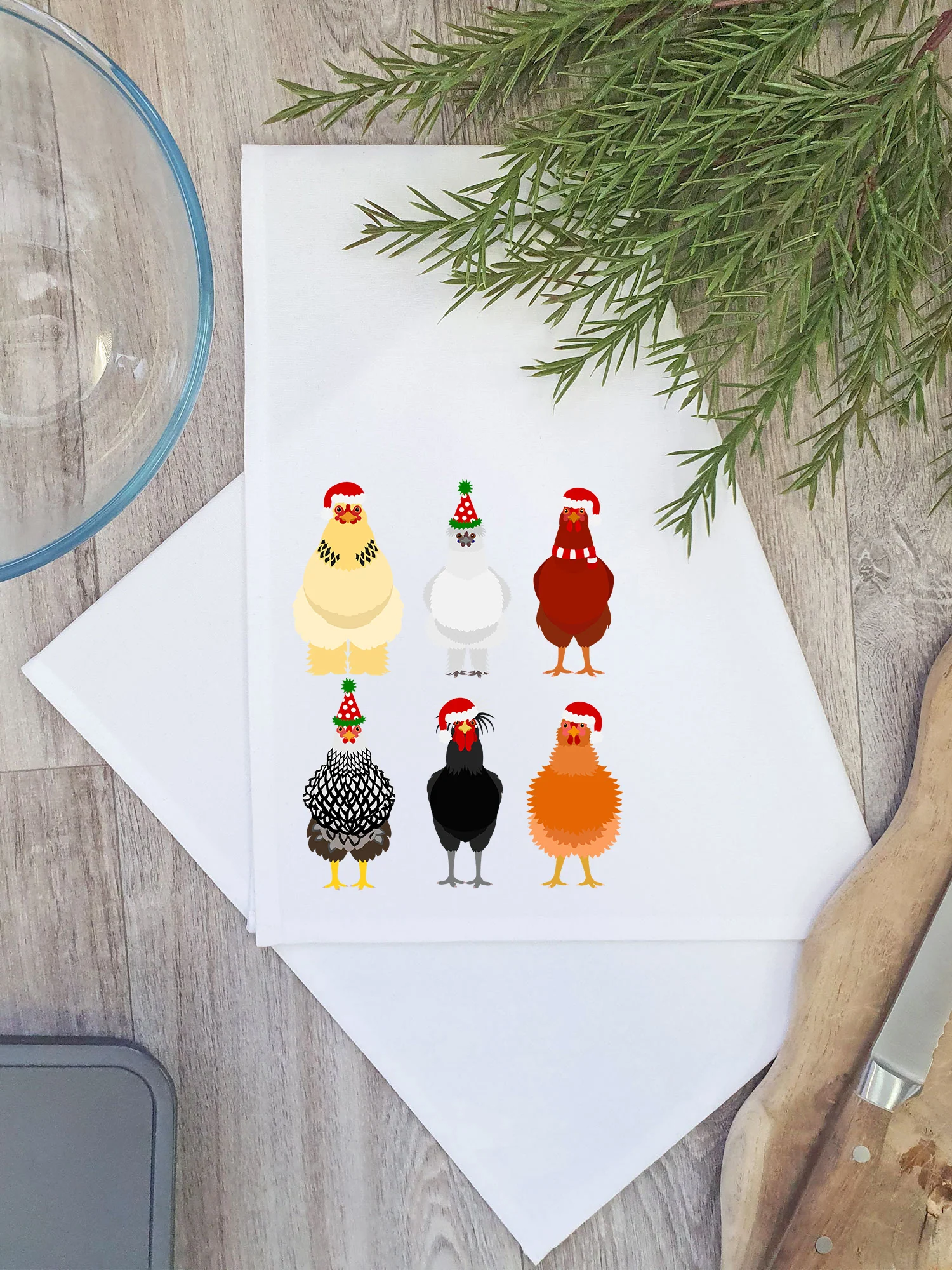 Merry Clucking Christmas Tea Towel - Image 3