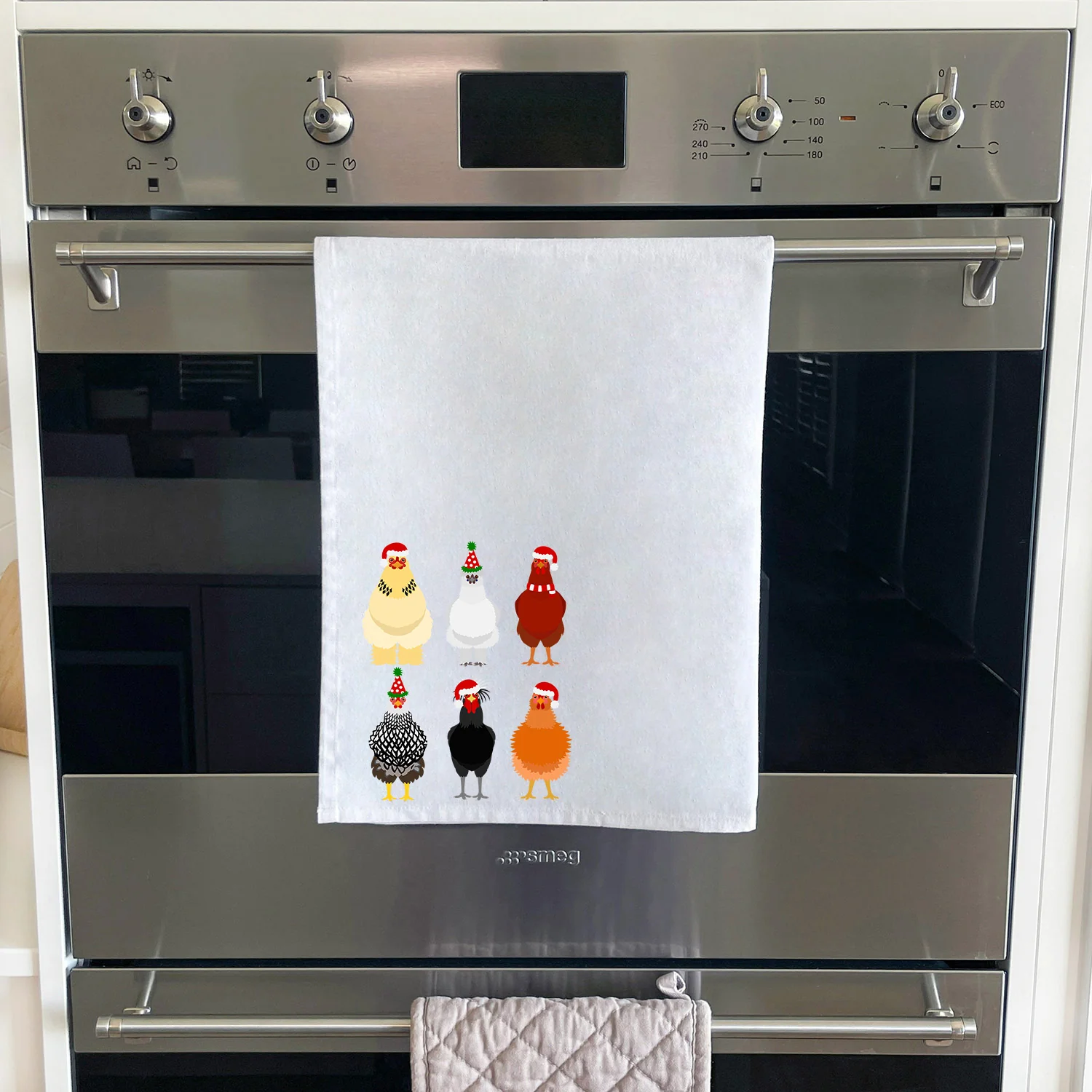 Merry Clucking Christmas Tea Towel - Image 4