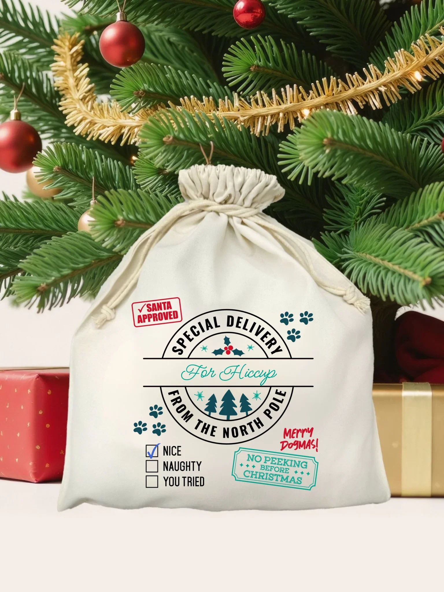 Merry Dogmas Personalised Santa Sack