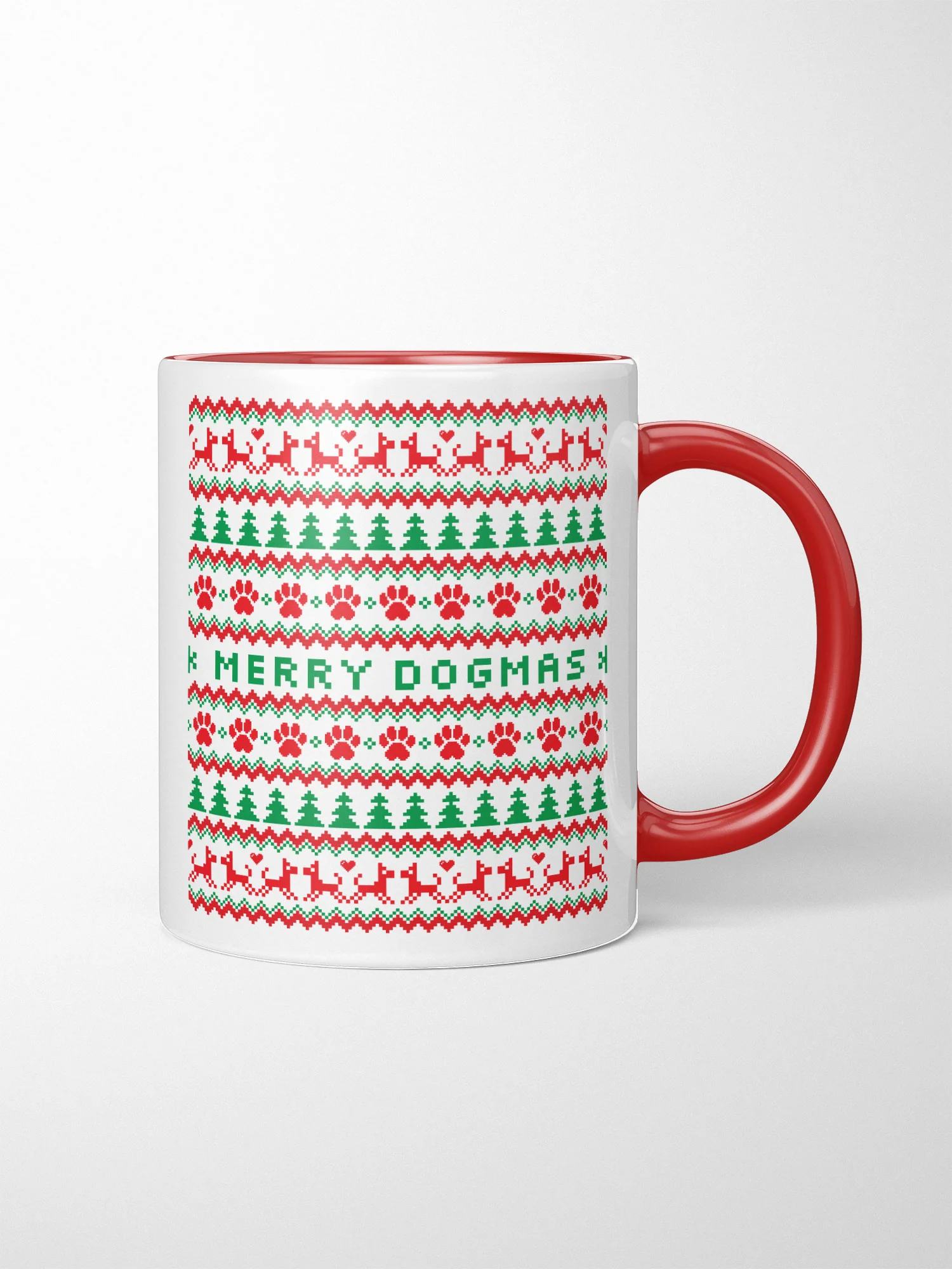 Merry Dogmas Ugly Sweater Style Ceramic Two Tone Mug