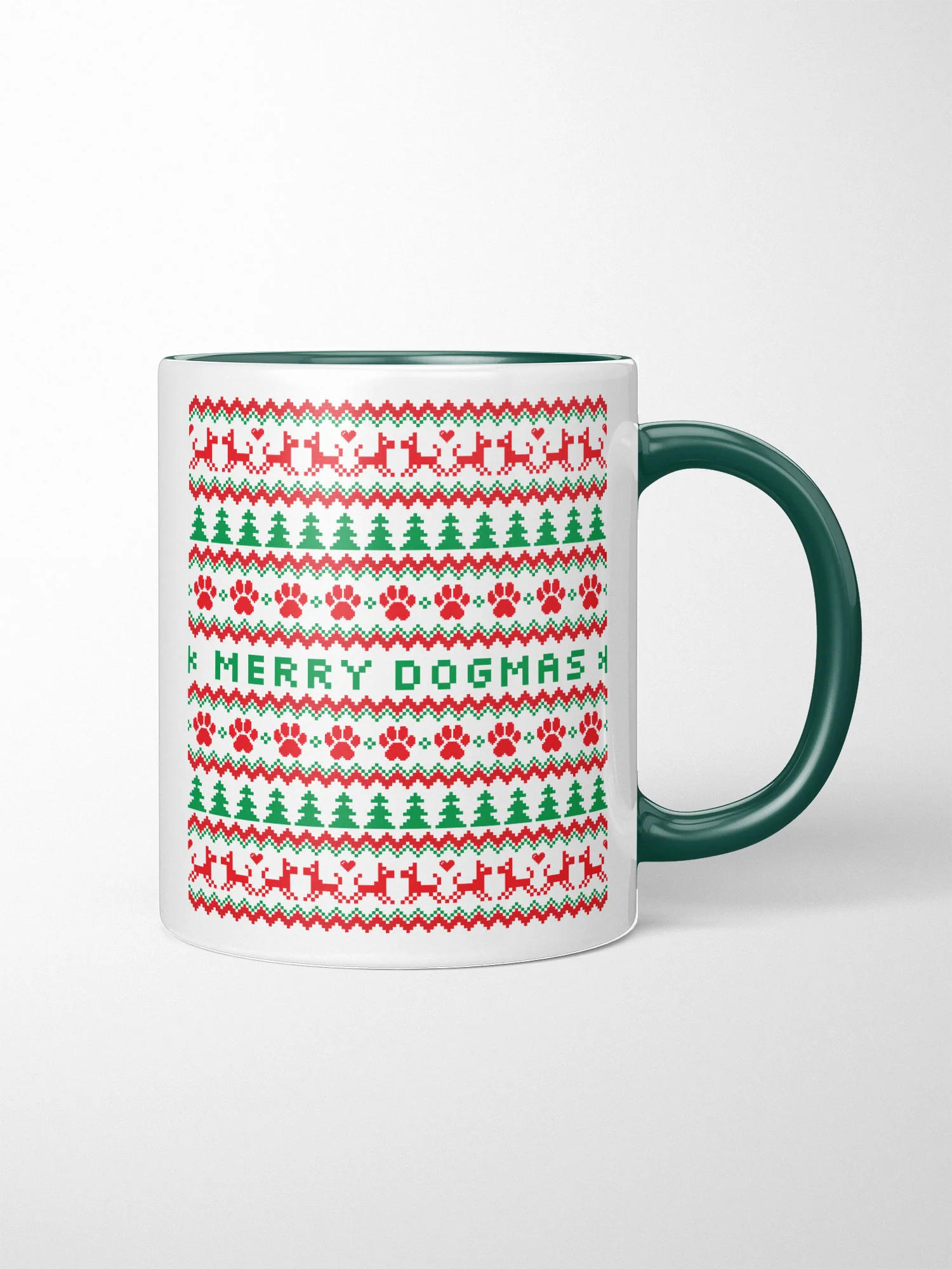 Merry Dogmas Ugly Sweater Style Ceramic Two Tone Mug - Image 2