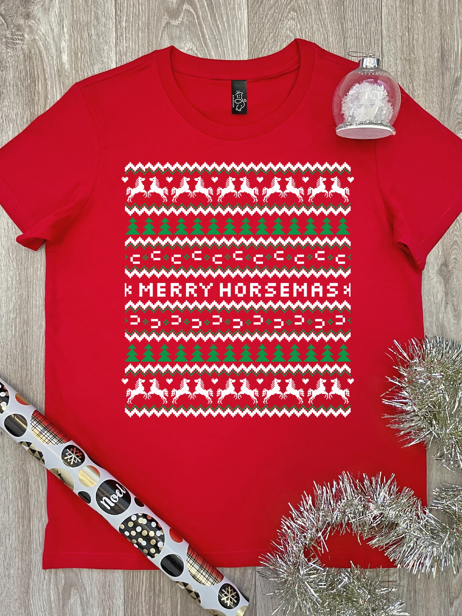 Merry Horsemas Ugly Sweater Ava Women's Regular Fit Tee - Image 2