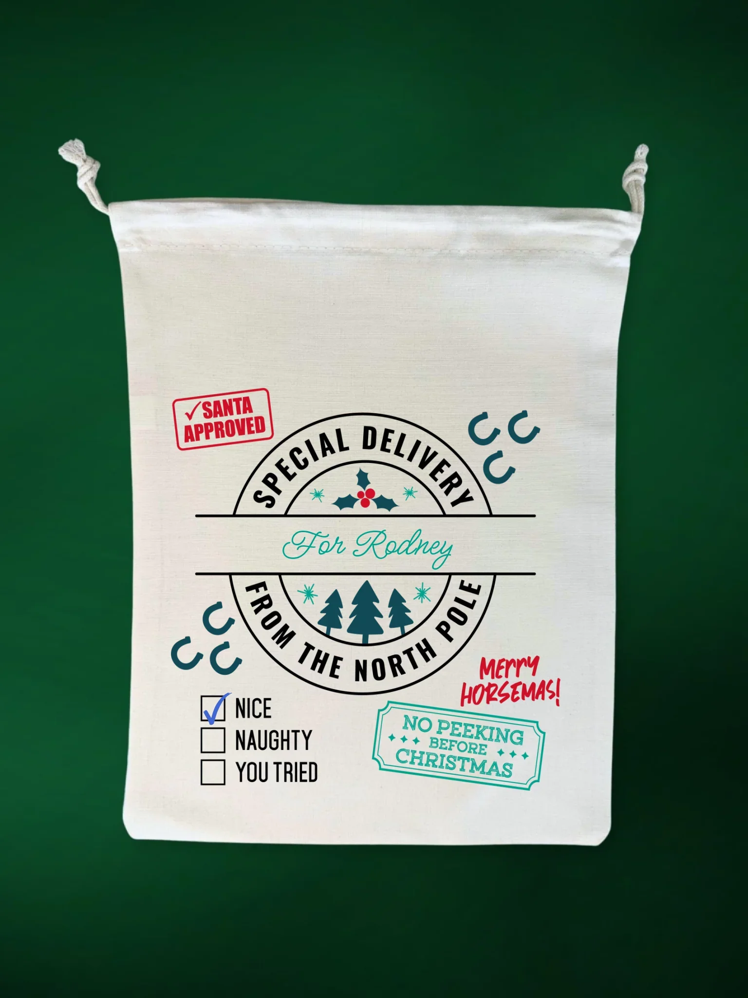 Merry Horsemas Personalised Santa Sack - Image 2