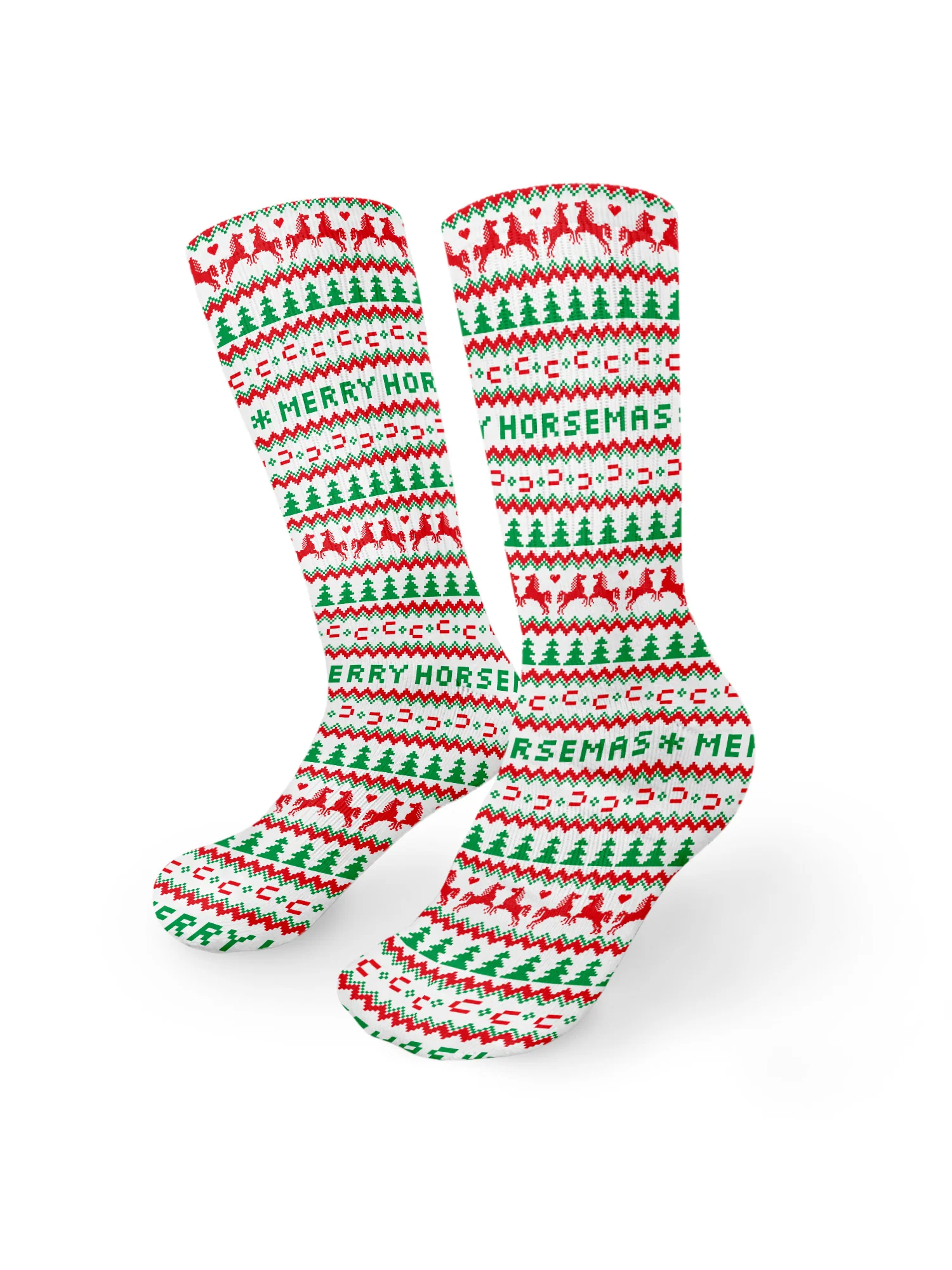 Merry Horsemas Ugly Sweater Style Crew Socks - Image 3