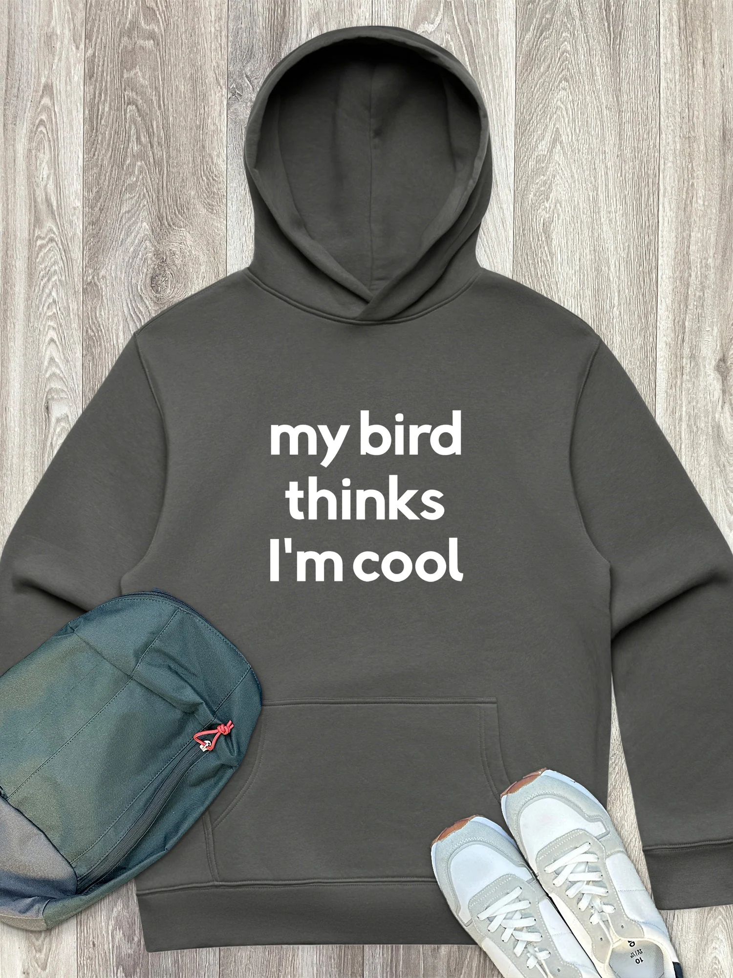 My Bird Thinks I'm Cool Men's Comfort Hood - Image 4