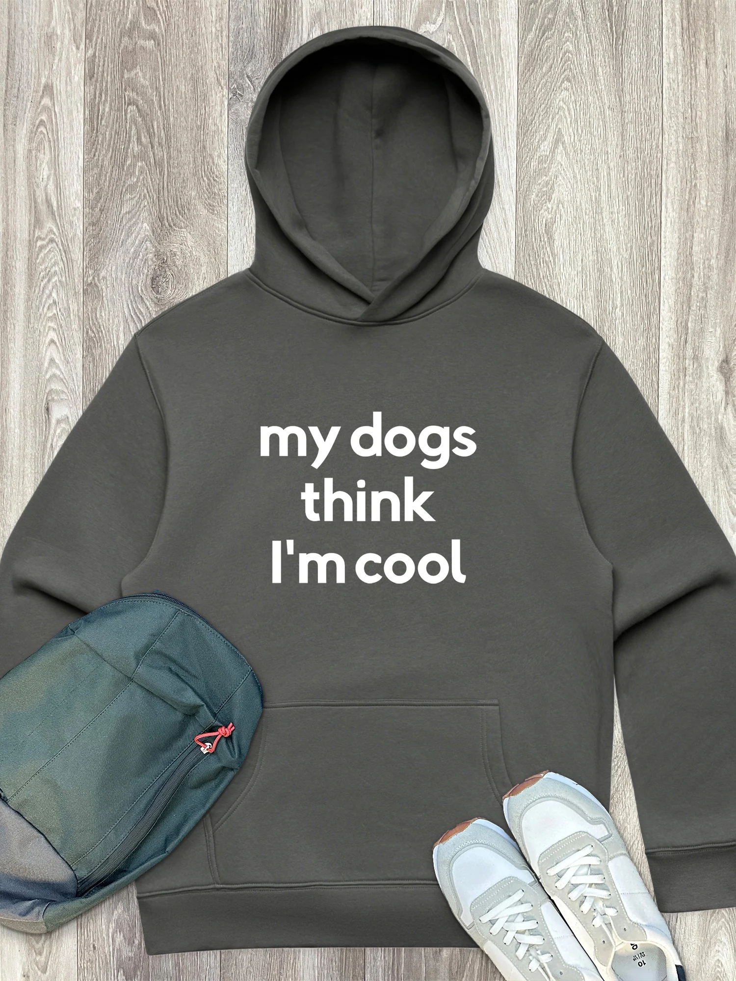 My Dog Thinks I'm Cool Men's Comfort Hood - Image 12
