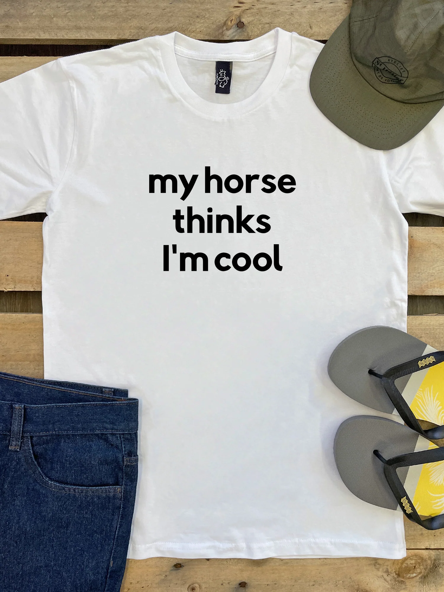 My Horse Thinks I'm Cool Essential Unisex Tee - Image 3
