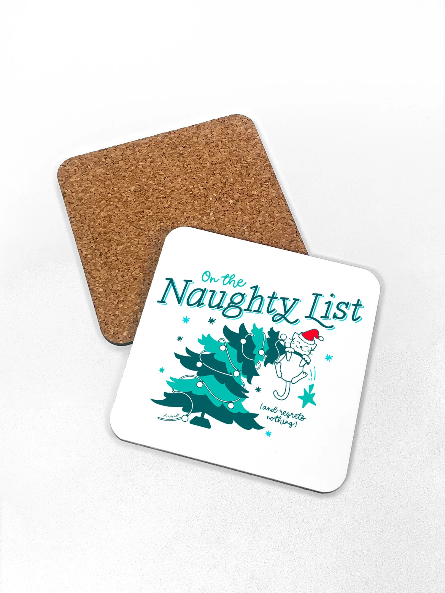 On The Naughty List - Cat Coaster - Image 3