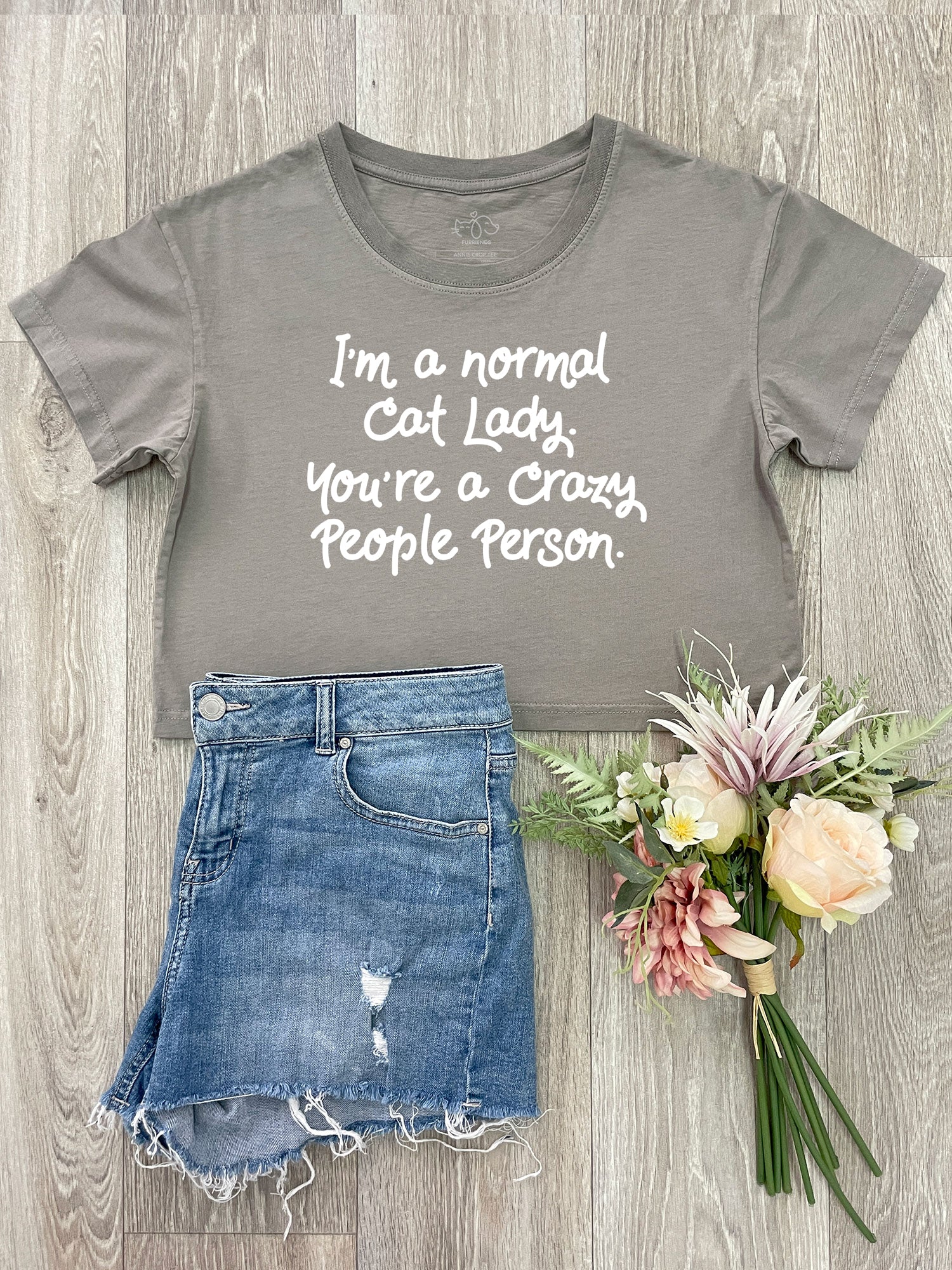 I'm A Normal Cat Lady. You're A Crazy People Person. Annie Crop Tee - Image 3