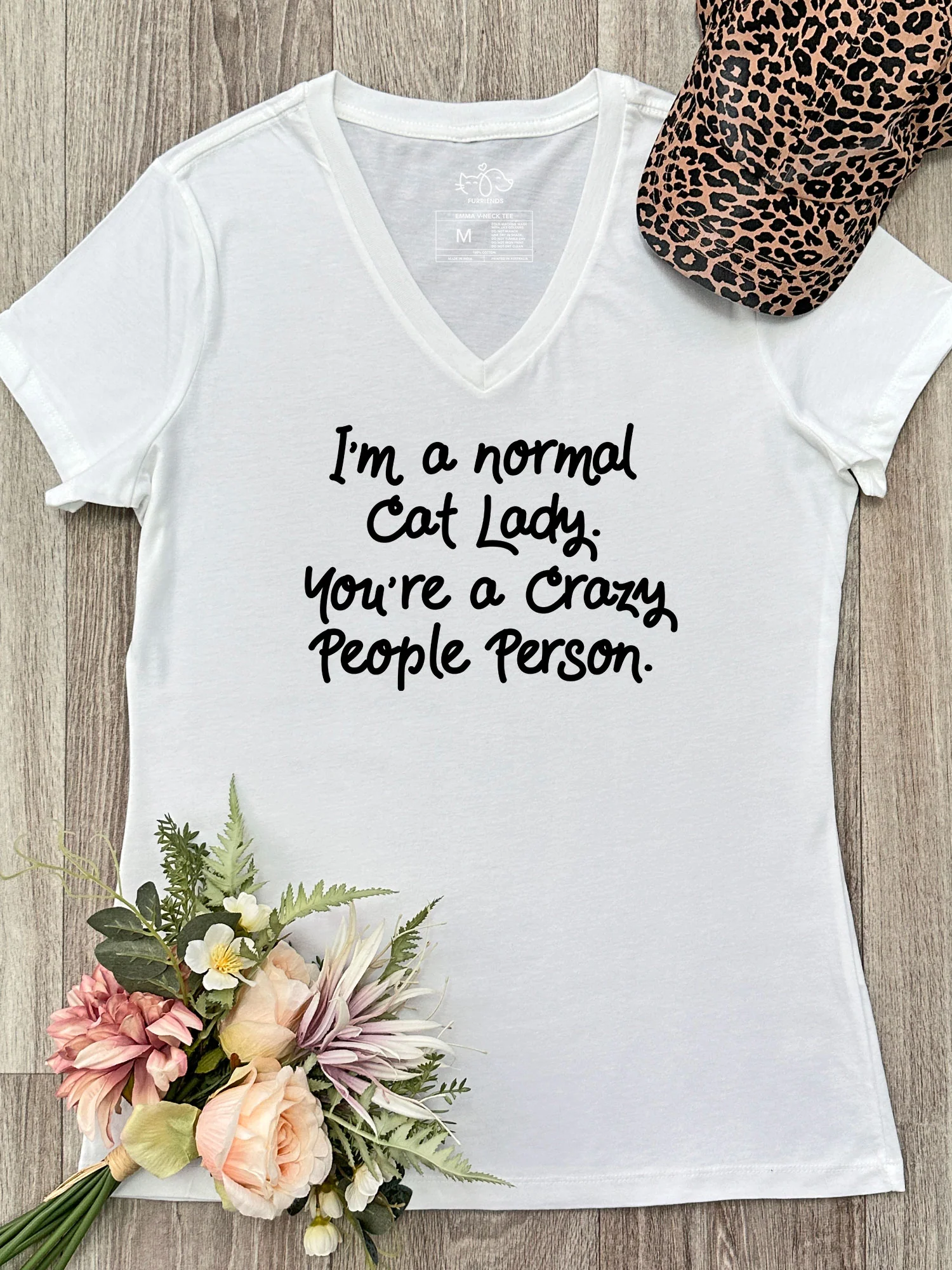 I'm A Normal Cat Lady. You're A Crazy People Person. Emma V-Neck Tee - Image 4