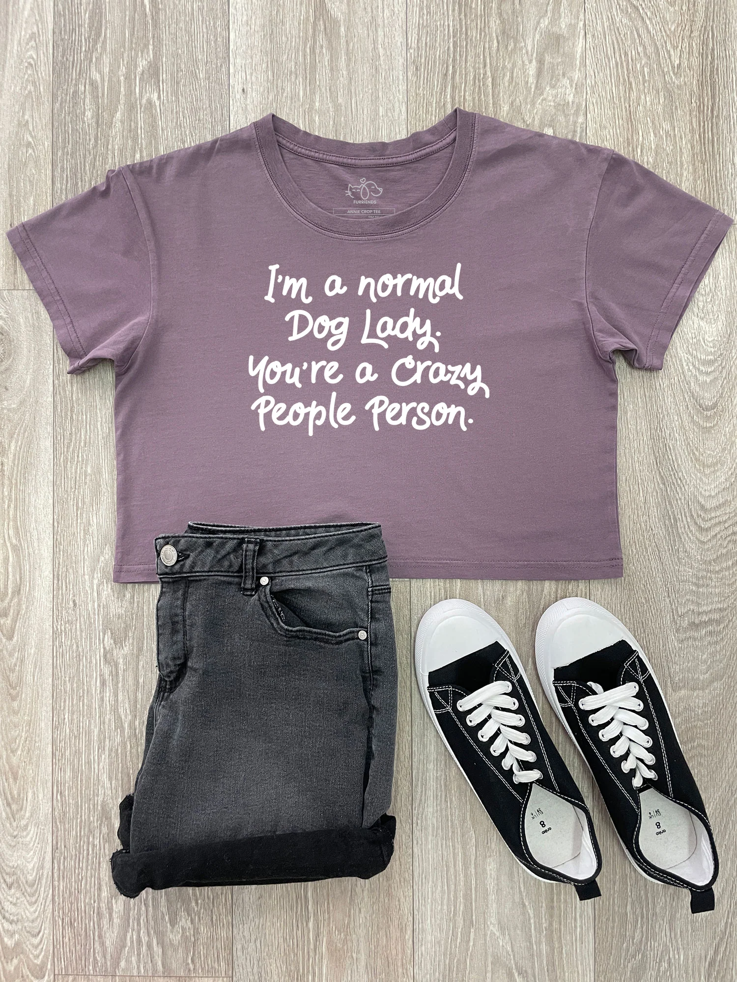 I'm A Normal Dog Lady. You're A Crazy People Person. Annie Crop Tee - Image 3