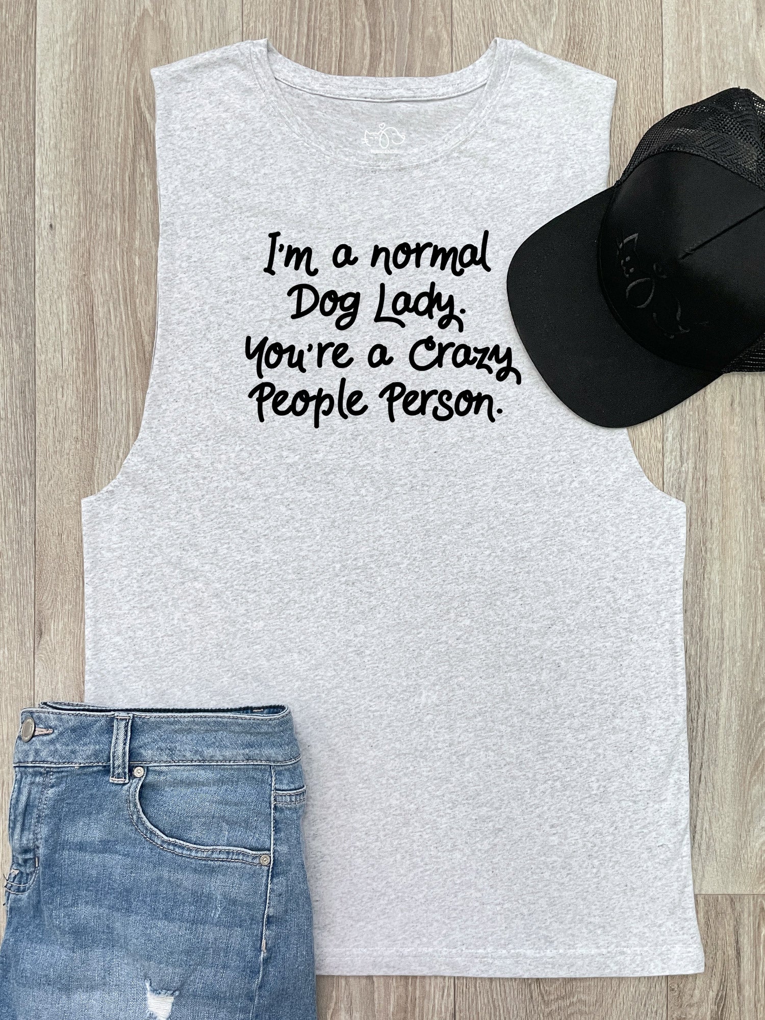 I'm A Normal Dog Lady. You're A Crazy People Person. Axel Drop Armhole Muscle Tank - Image 2