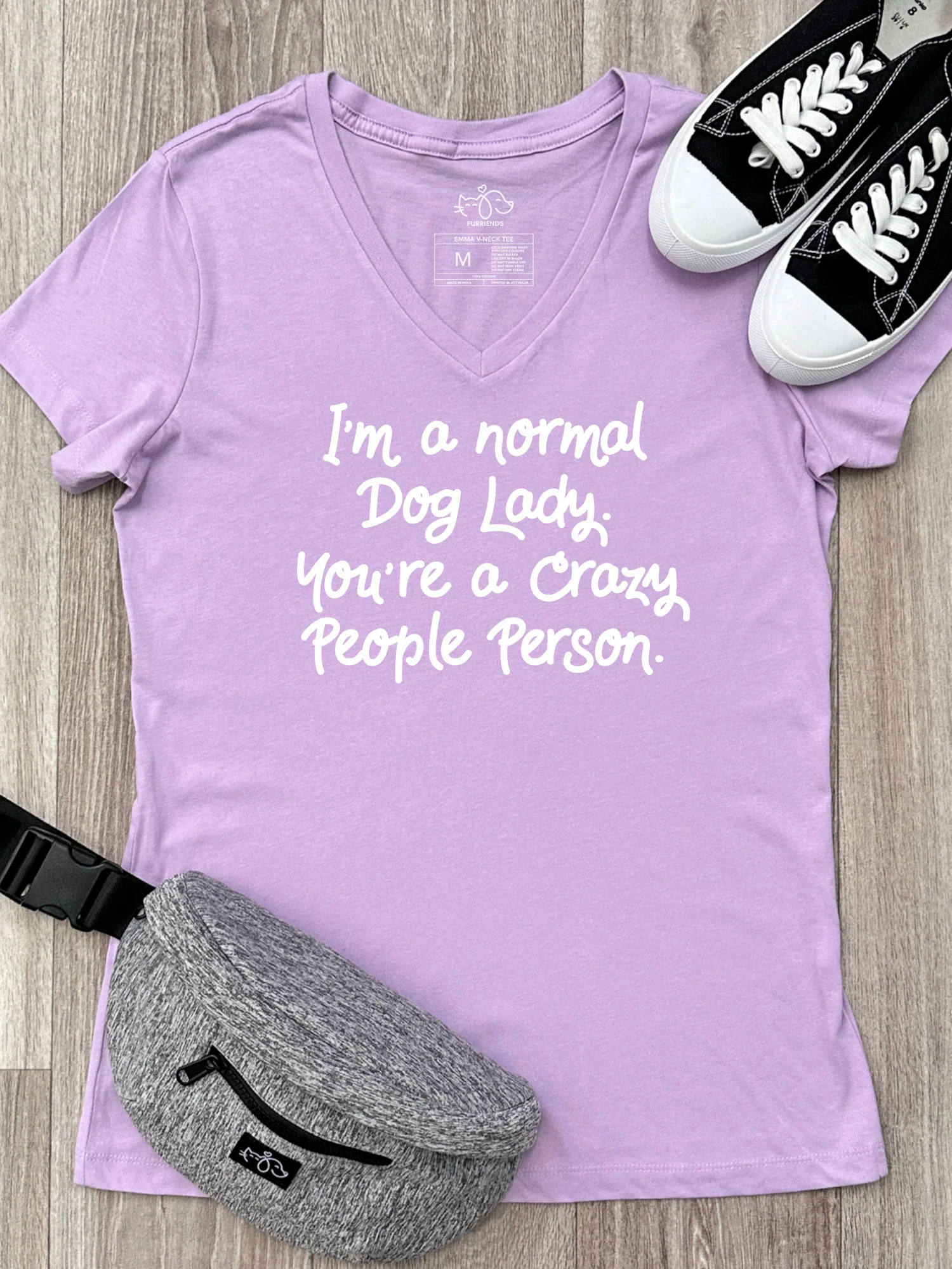 I'm A Normal Dog Lady. You're A Crazy People Person. Emma V-Neck Tee - Image 3