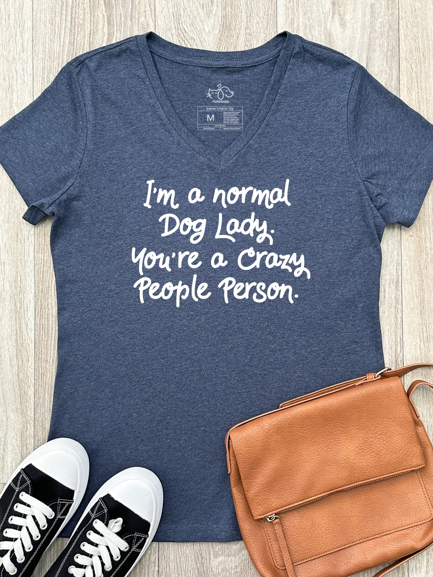 I'm A Normal Dog Lady. You're A Crazy People Person. Emma V-Neck Tee - Image 4