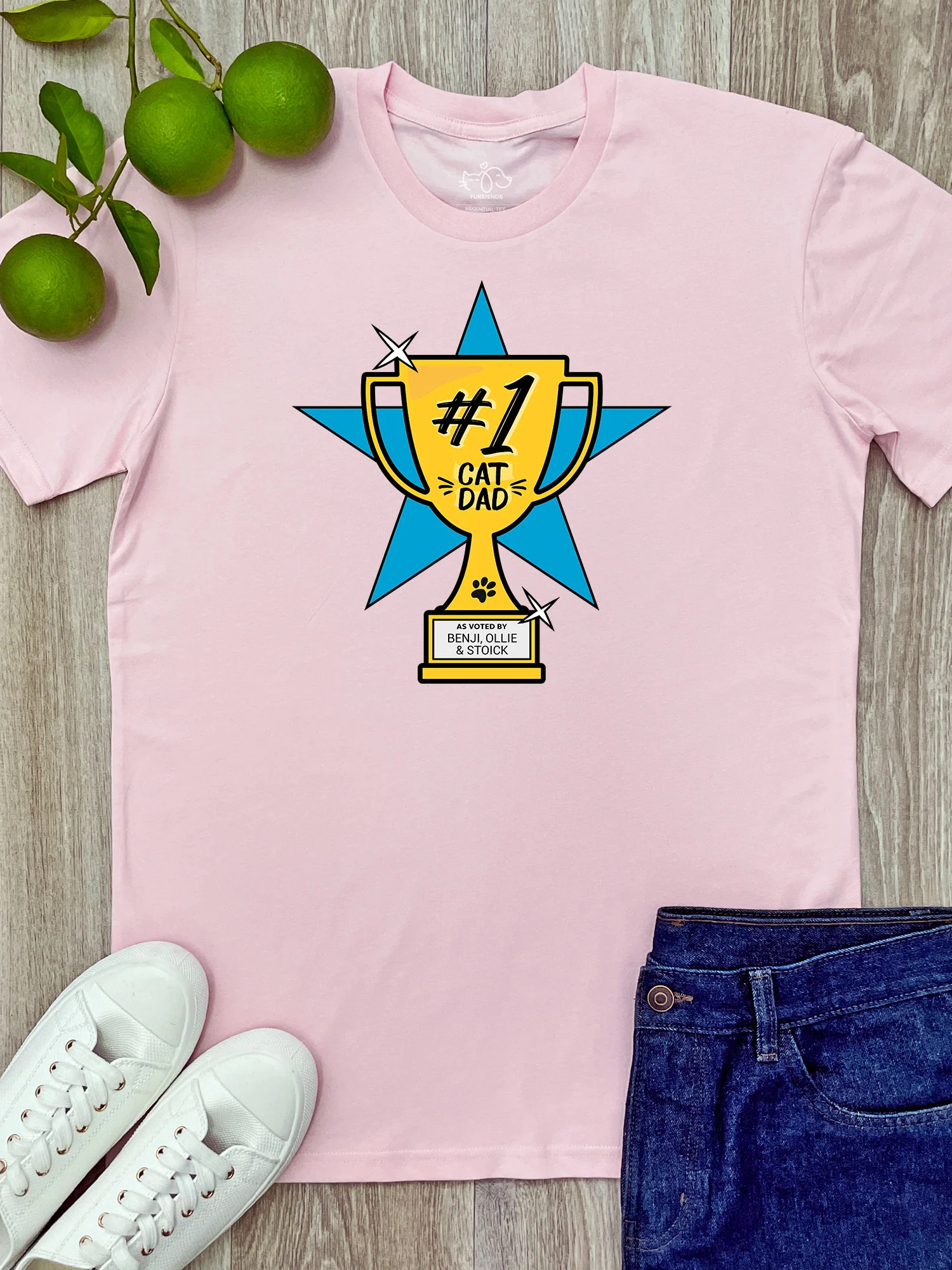 #1 Cat Dad Customisable Essential Unisex Tee - Image 4