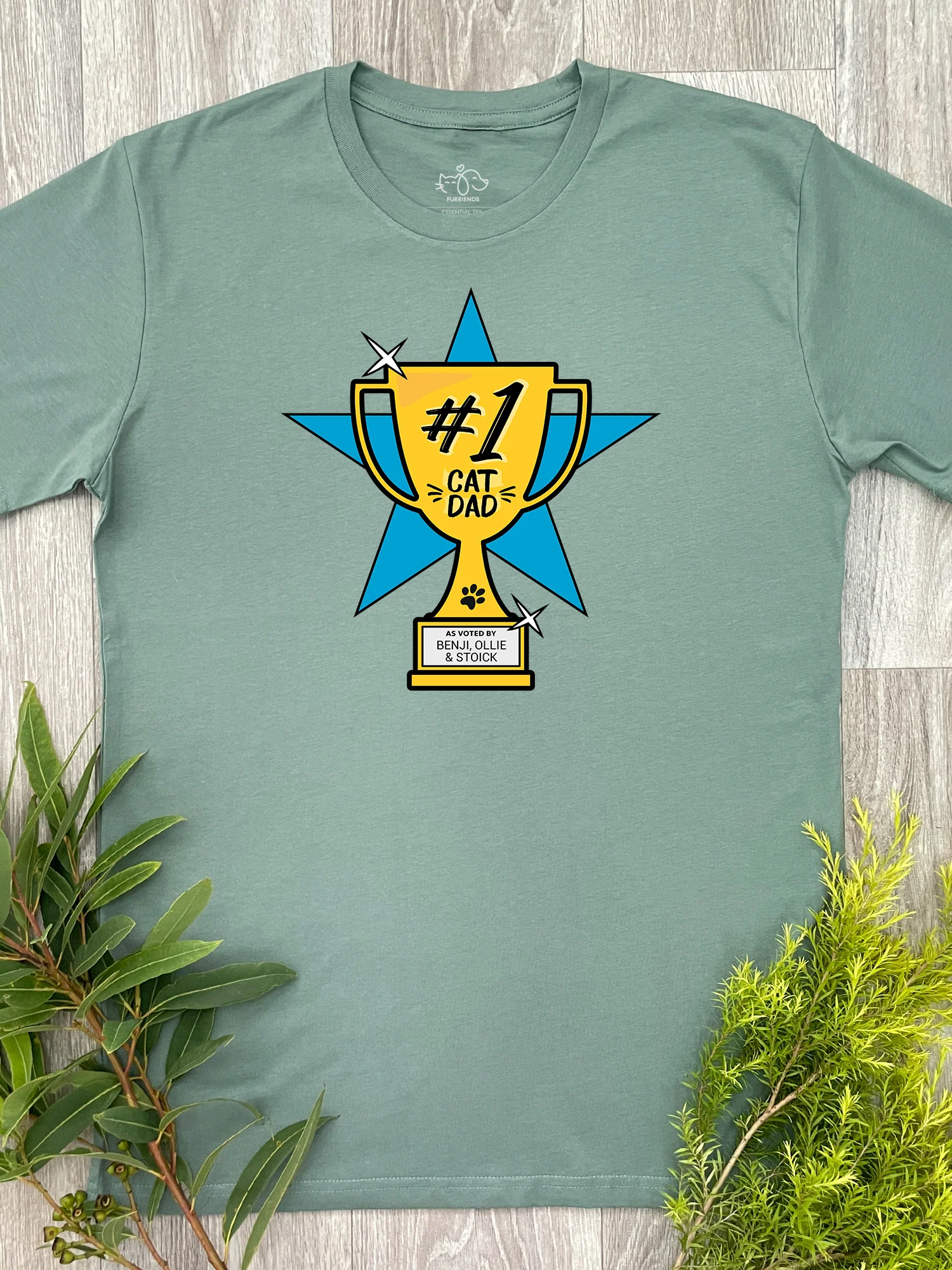 #1 Cat Dad Customisable Essential Unisex Tee - Image 5