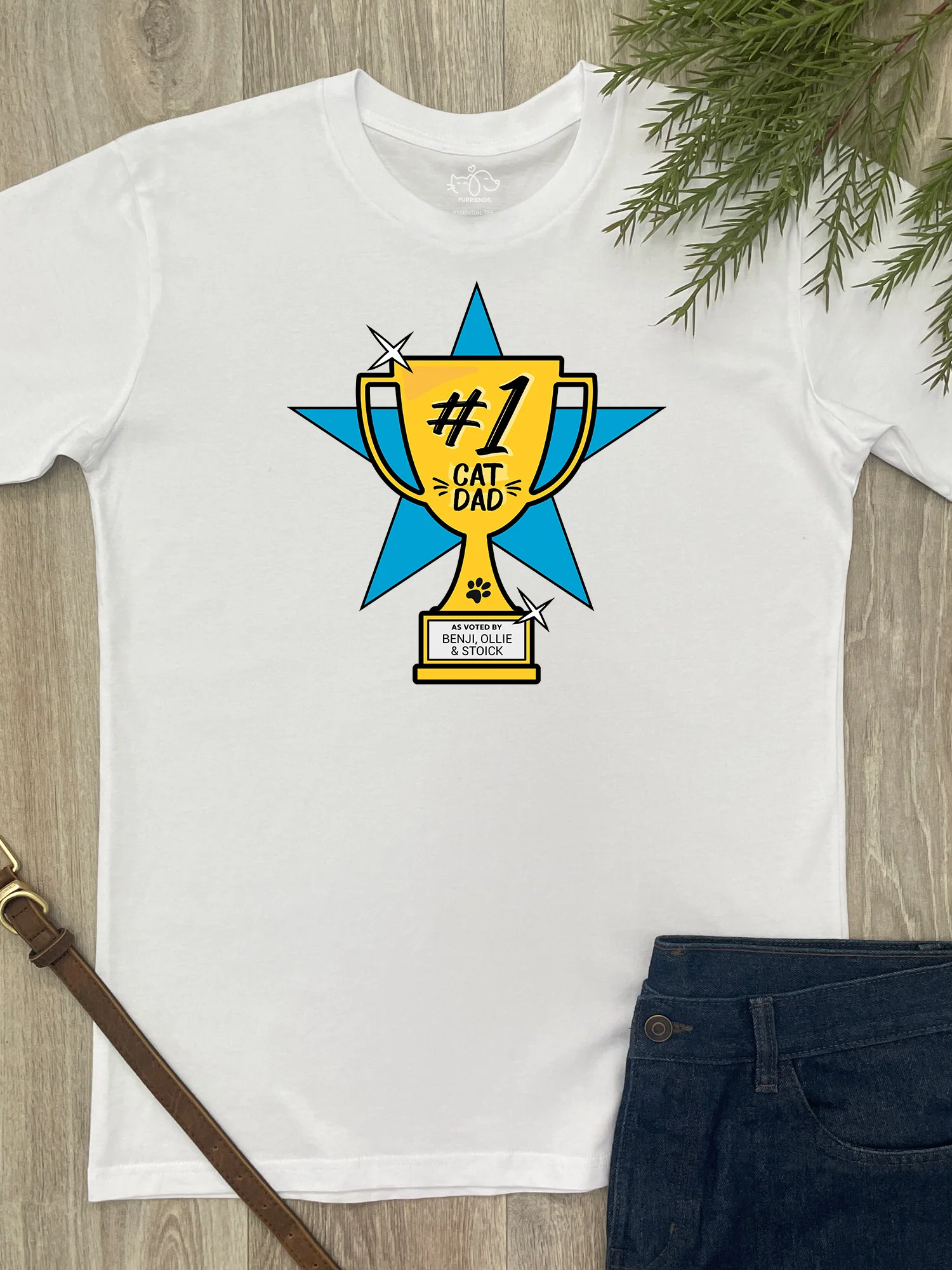 #1 Cat Dad Customisable Essential Unisex Tee - Image 6