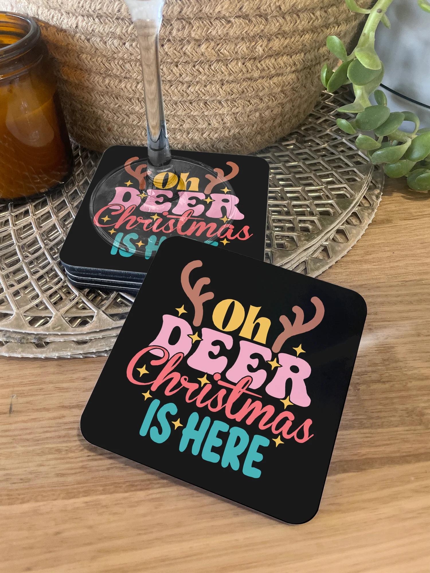 Oh Deer. Christmas Is Here Coaster - Image 2