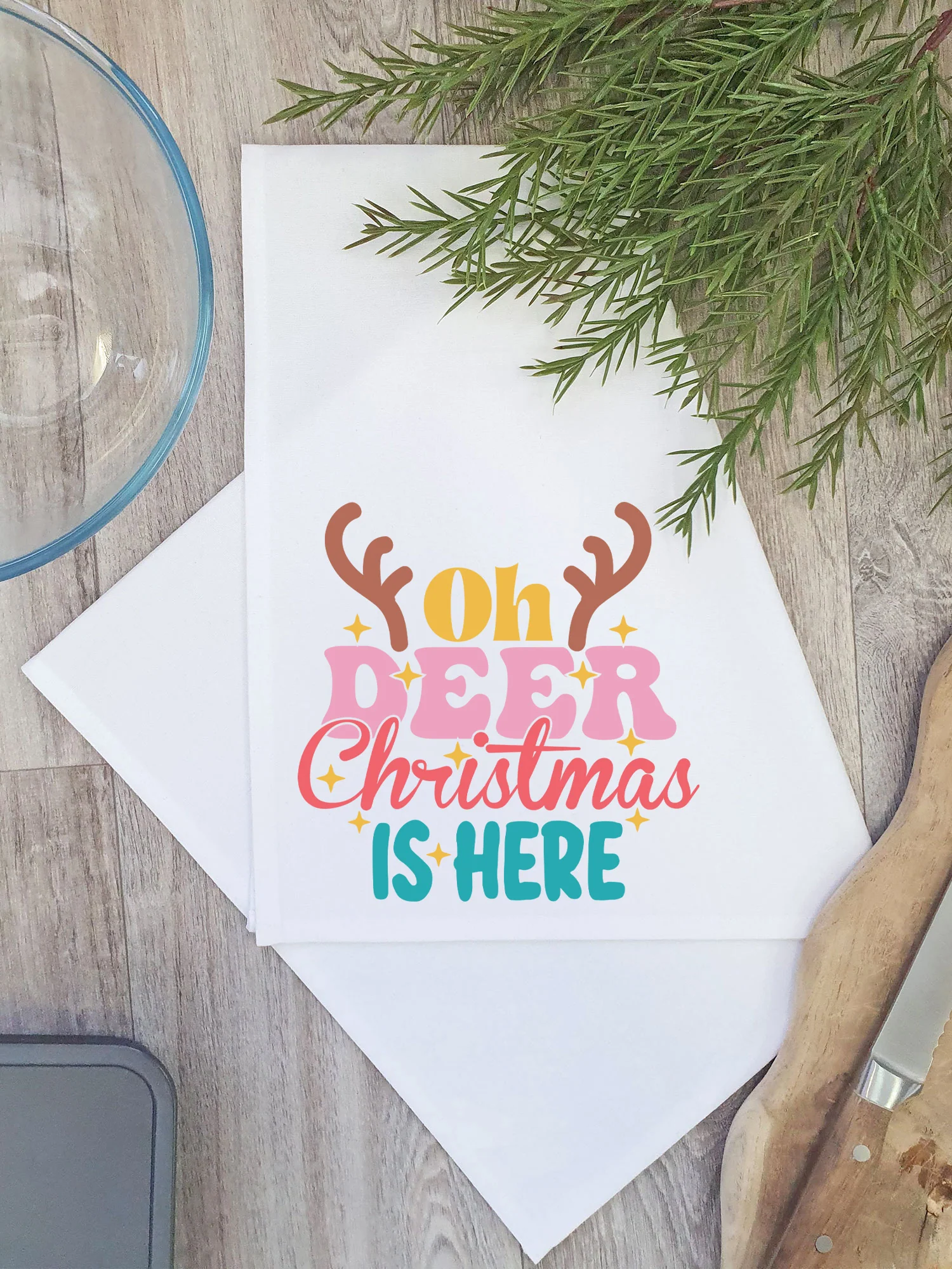 Oh Deer. Christmas Is Here Tea Towel - Image 3